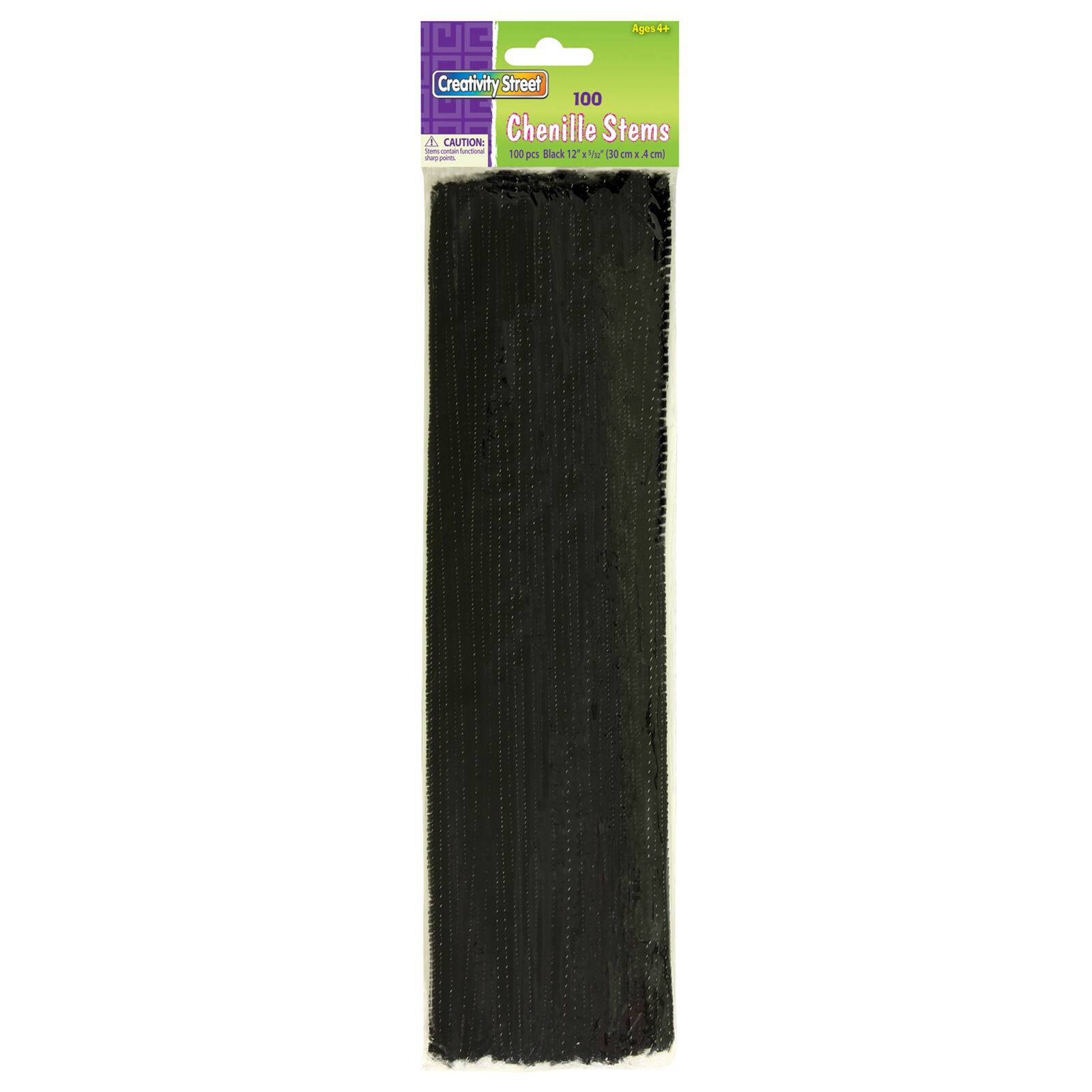 6 Packs: 12 Packs 100 ct. (7,200 total) 12" Black Chenille Pipe Cleaners