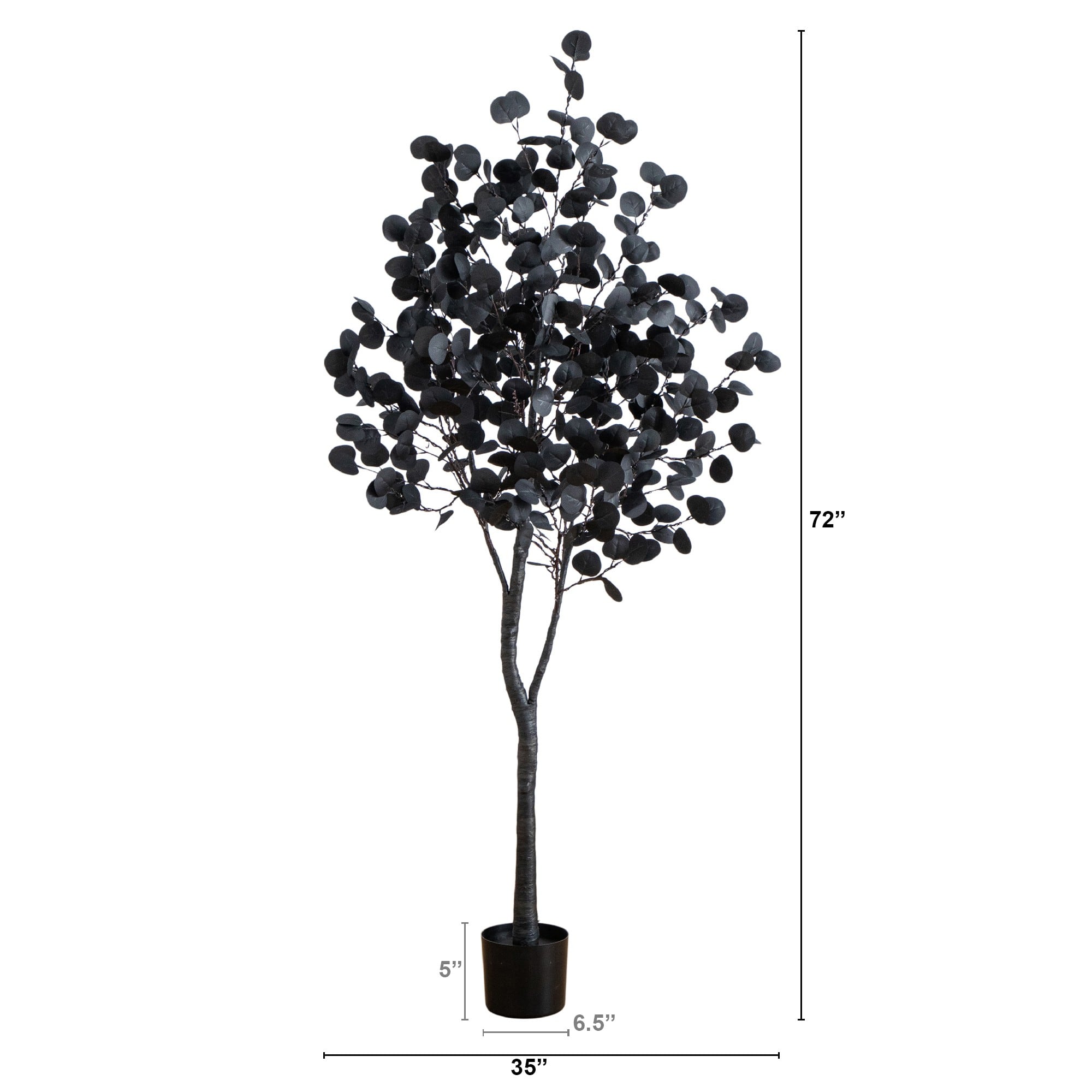 6ft. Pre-Lit Artificial Halloween Black Eucalyptus Tree with 300 Orange &#x26; Purple LED Lights
