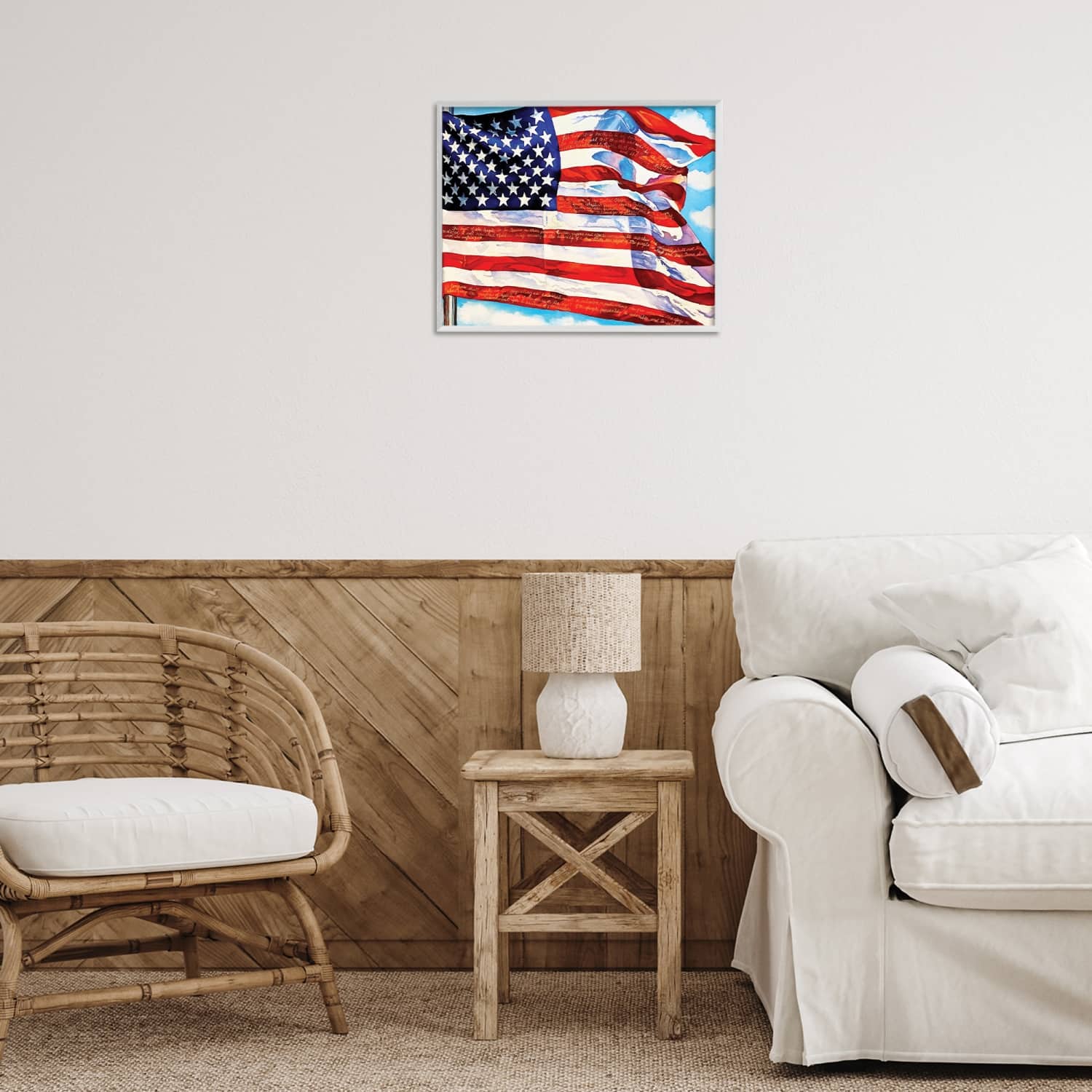 Stupell Industries Windblown American Flag Framed Giclee Art