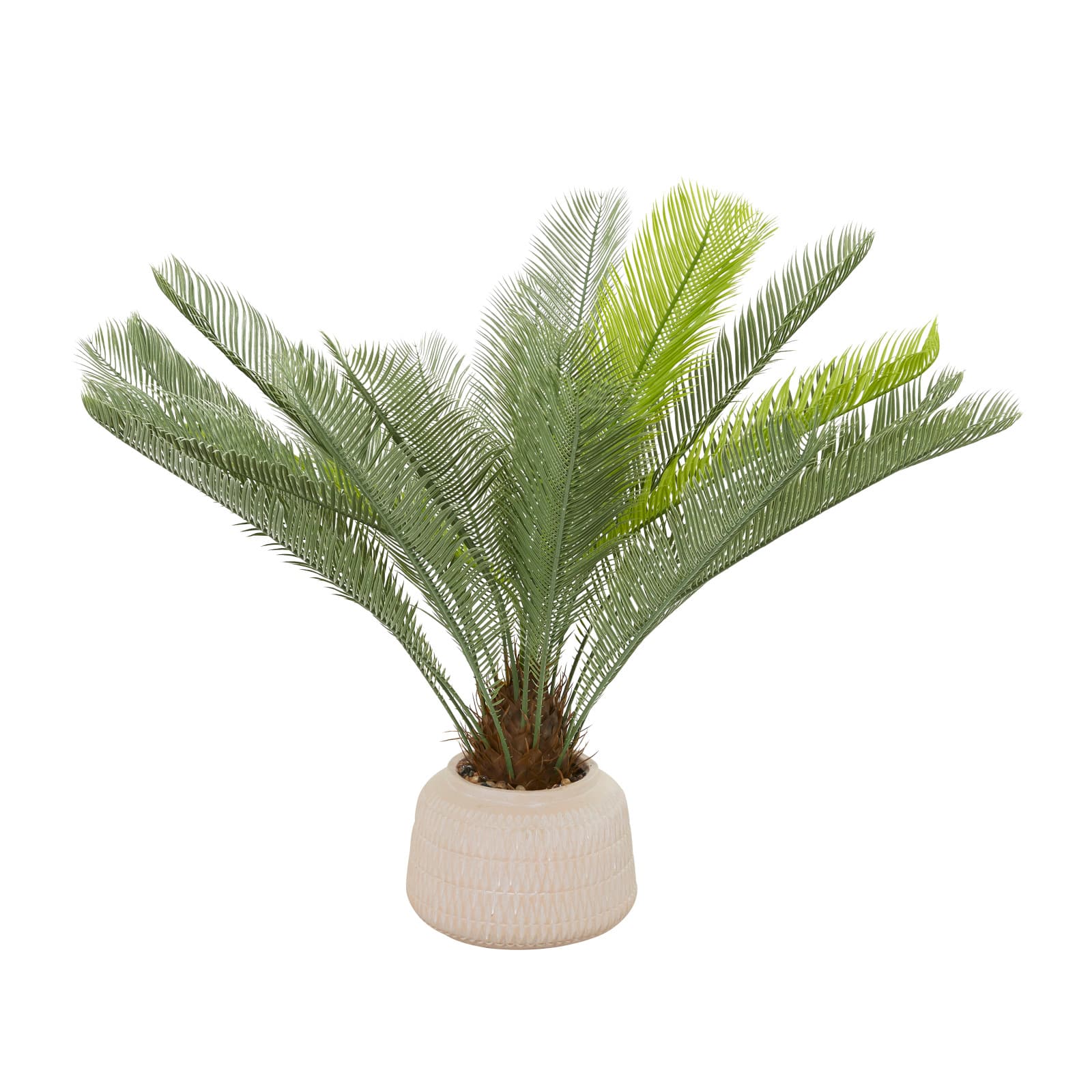 3ft. Green Sago Palm Faux Foliage Artificial Plant with Pink Ceramic Pot