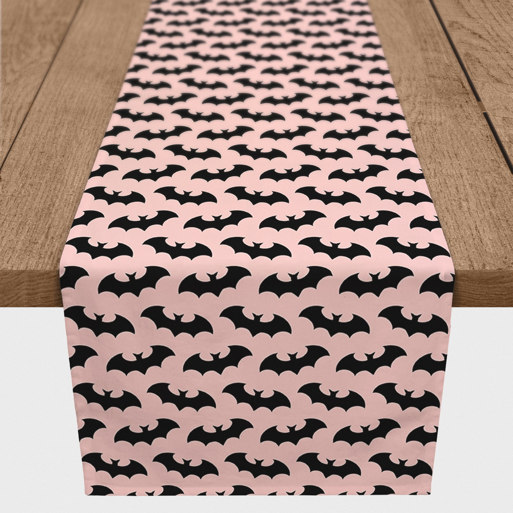 72&#x22; Bats On Pink Pattern Poly Twill Table Runner