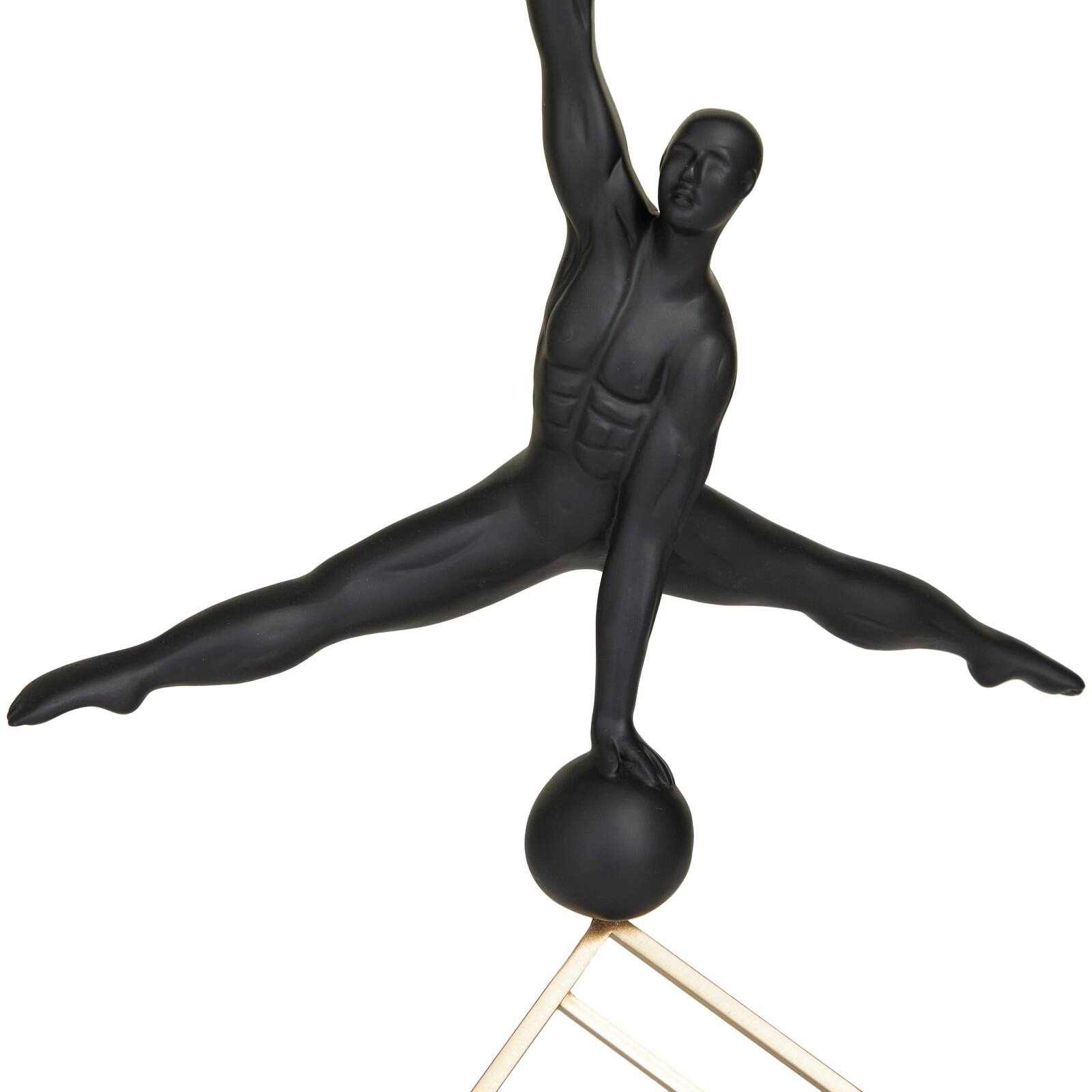19" Black Marble Gymnast with Gold Cube Sculpture