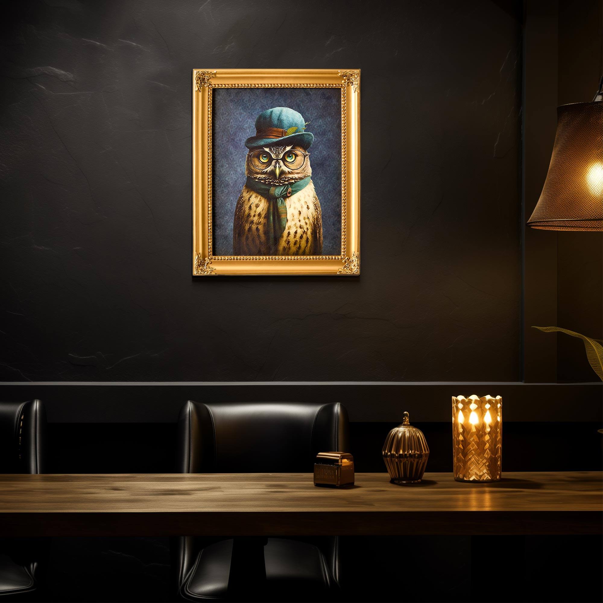 American Art Decor Old Wise Owl Ornate Framed Bar Wall Decor - 16.75&#x22; x 13.75&#x22; x 1&#x22;