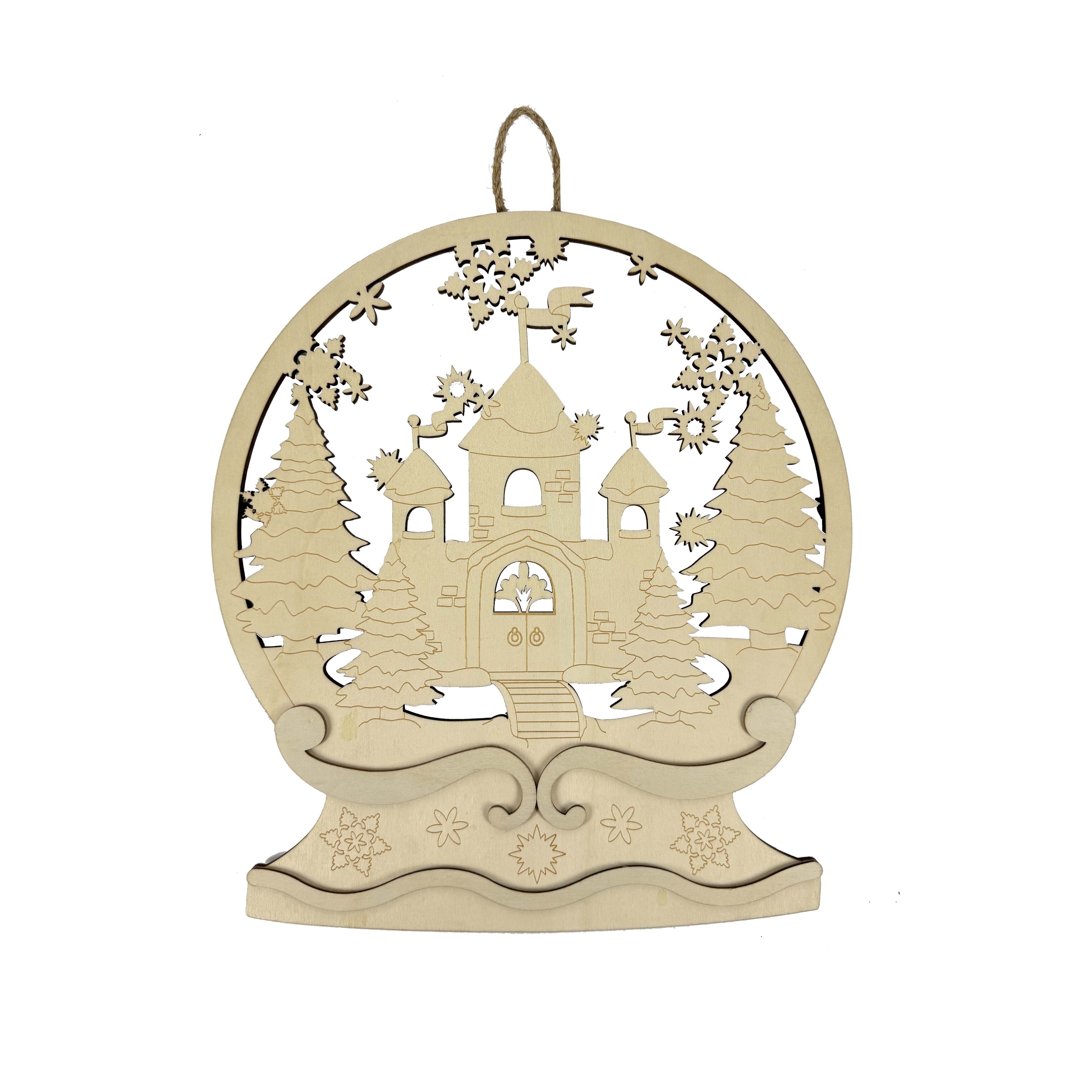 13.5&#x22; Castle Snow Globe DIY Wood &#x26; Acrylic D&#xE9;cor by Make Market&#xAE;