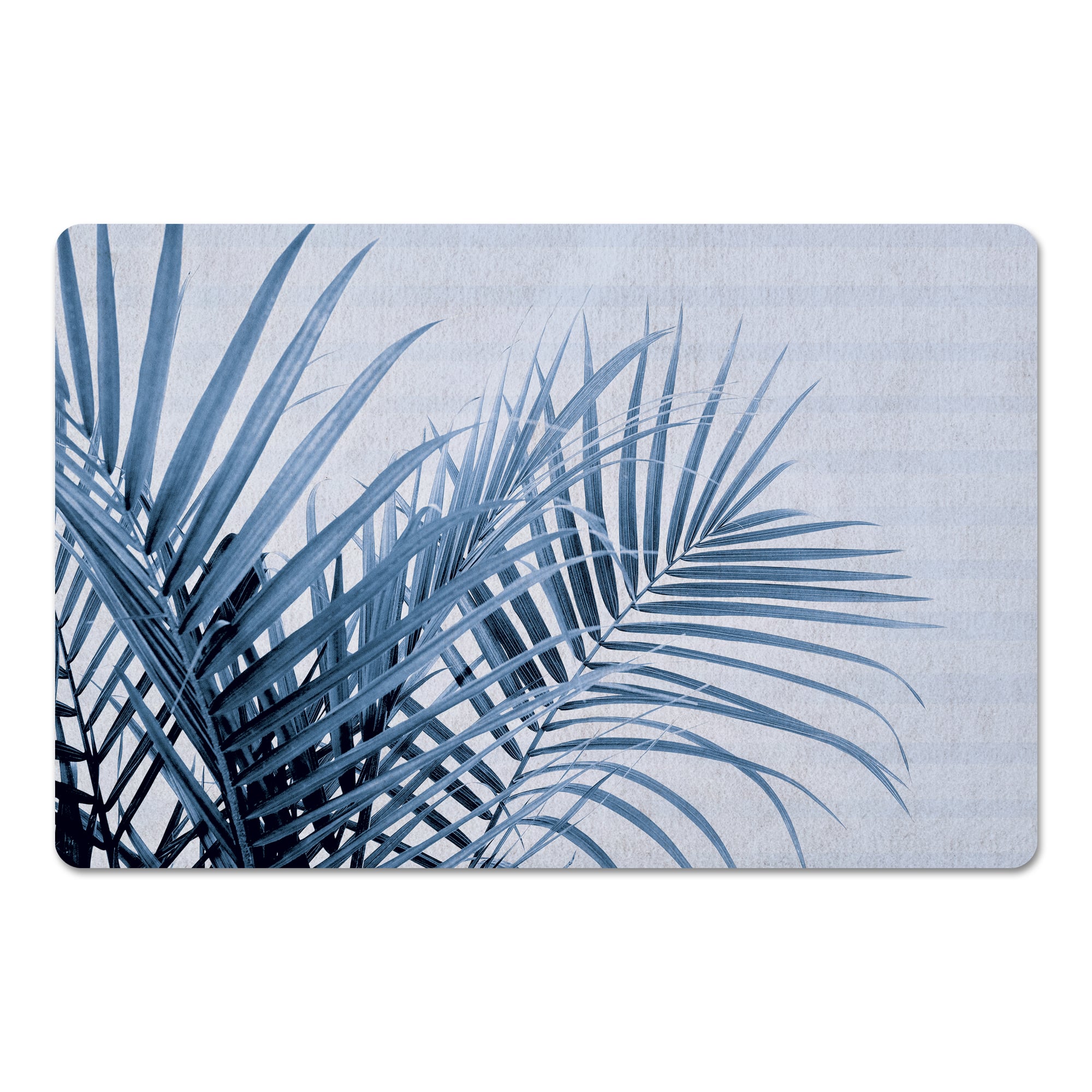 Striped Blue Palms Floor Mat