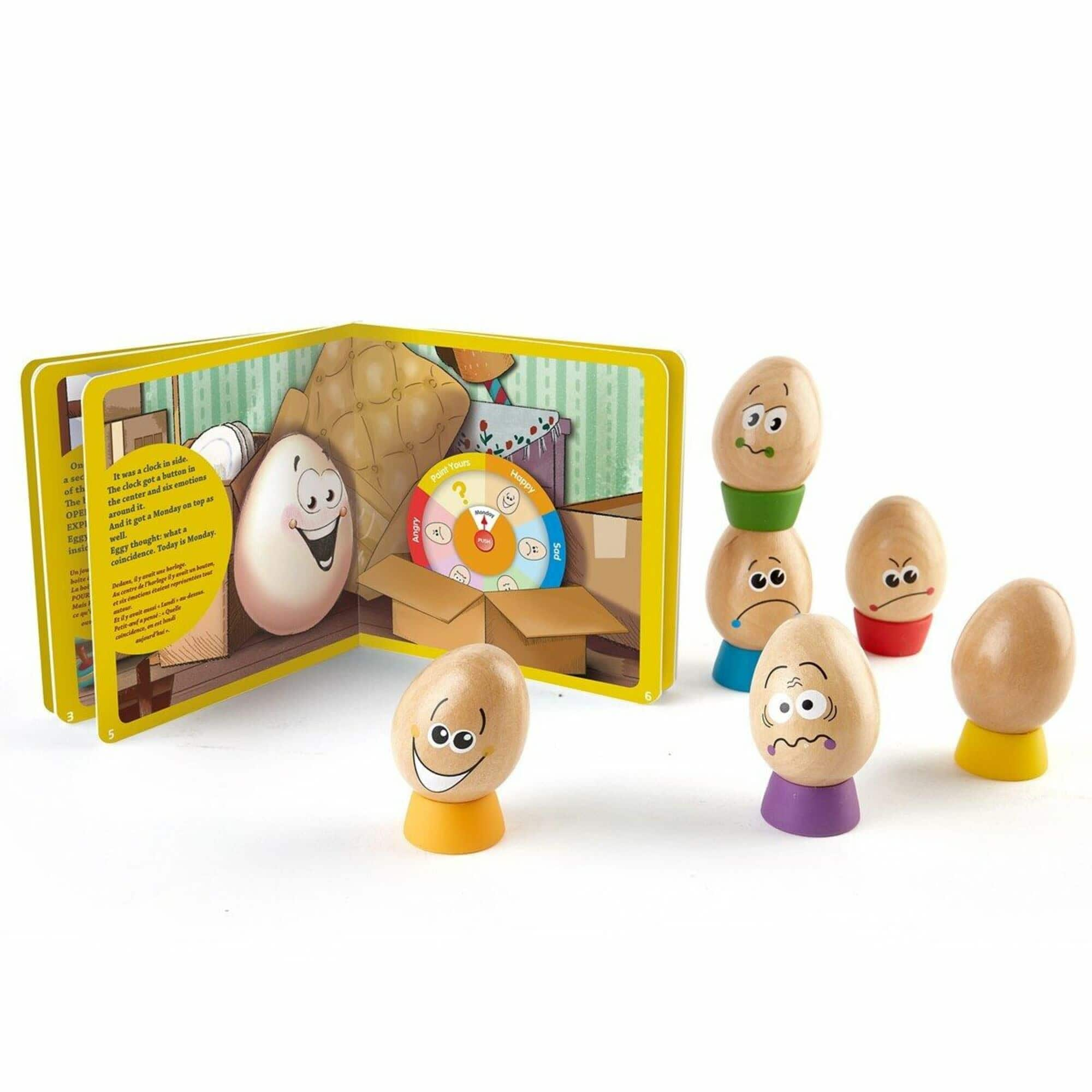 Hape Eggspressions Wooden Learning Toy &#x26; Illustrative Book Set