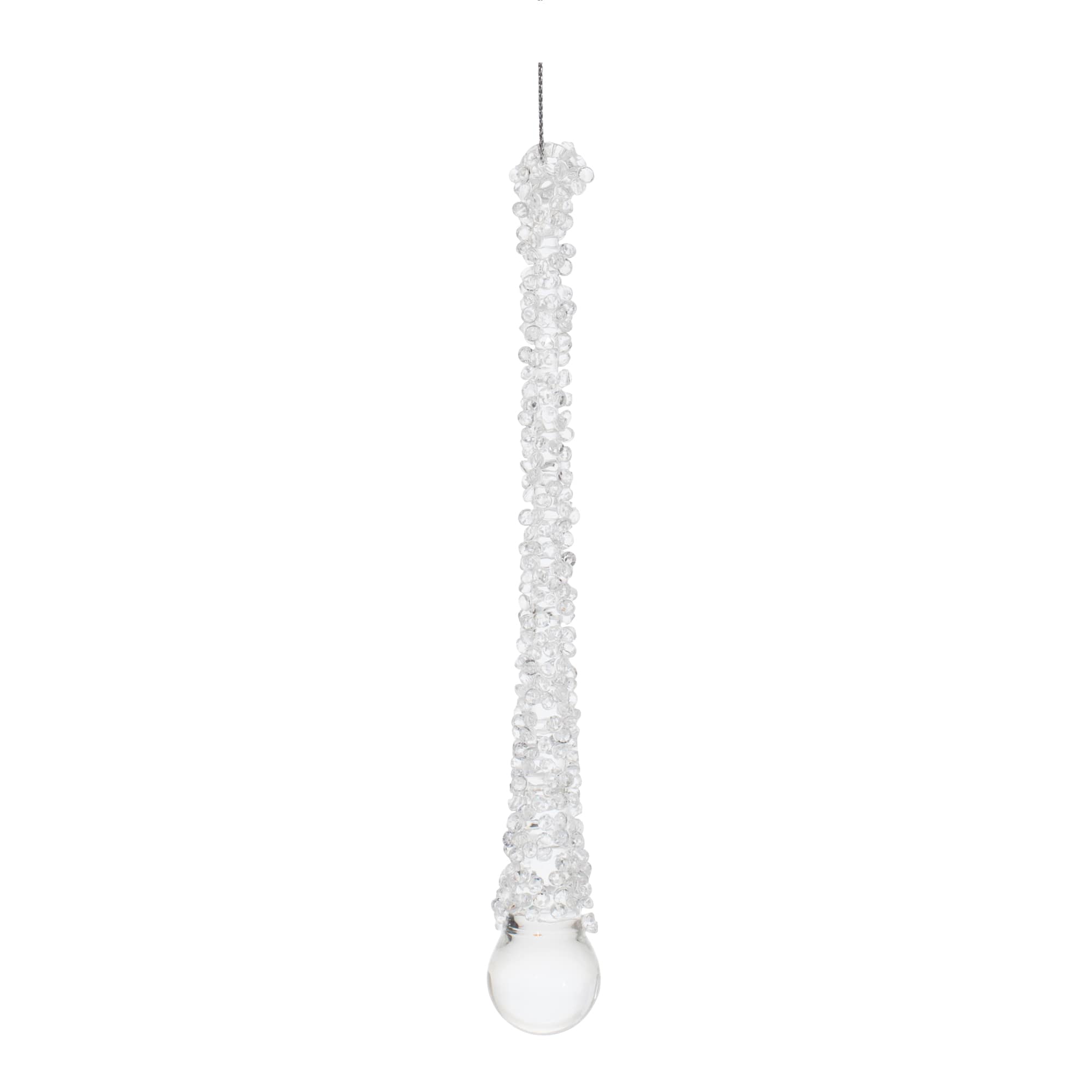 Clear Beaded Glass Icicle Drop Ornaments Set