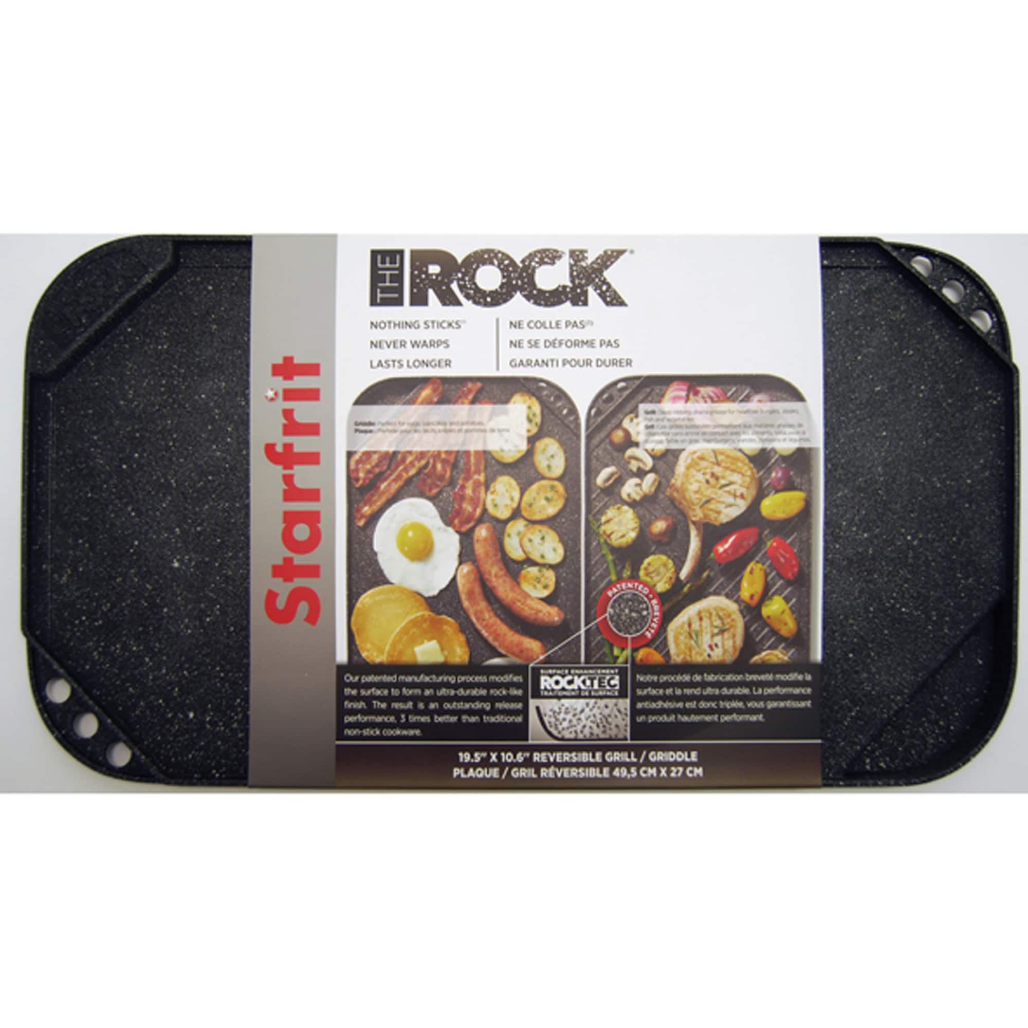 THE ROCK by Starfrit 10.6&#x22; x 19.5&#x22; Reversible Grill Griddle