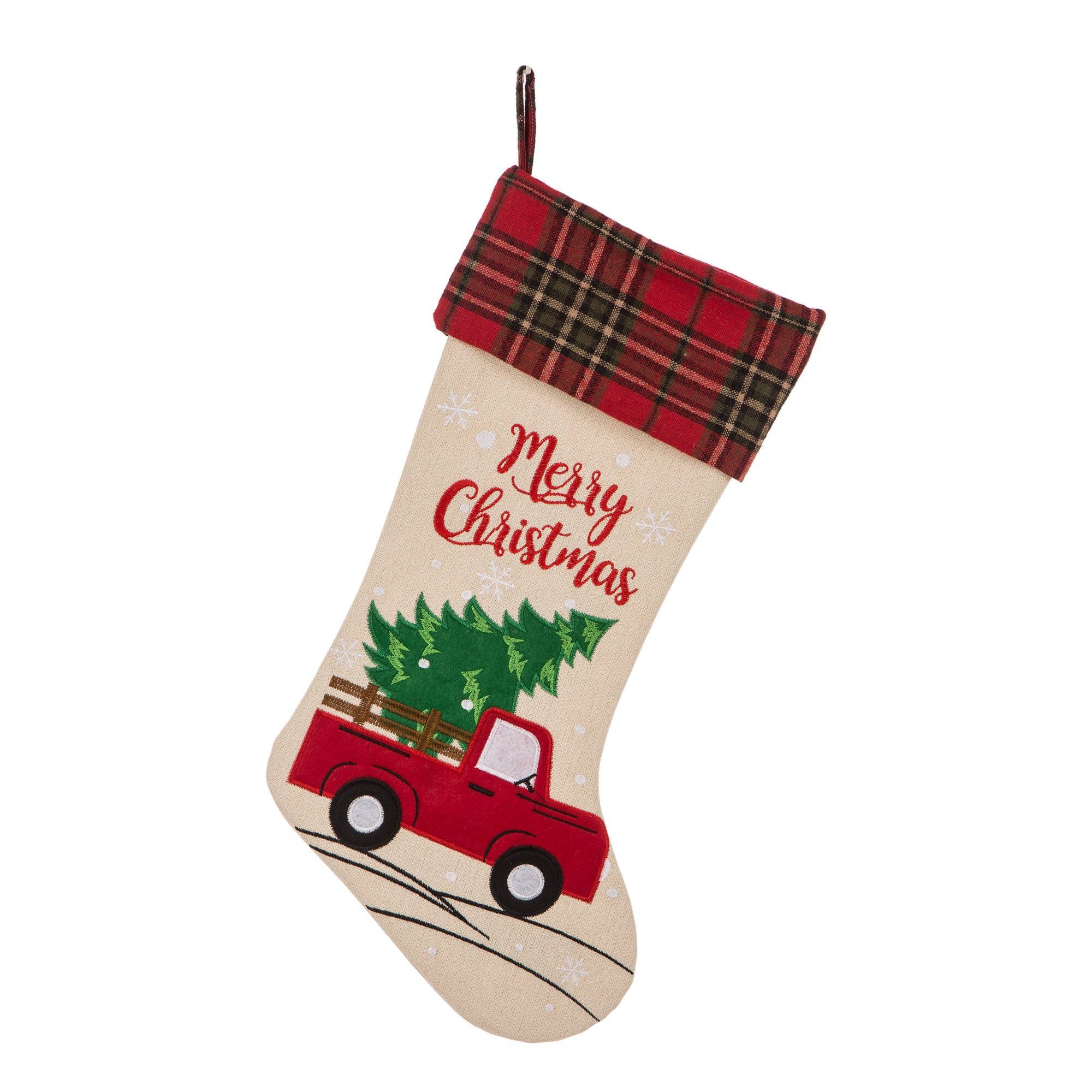 Glitzhome&#xAE; 21&#x22; Truck &#x26; Tree Christmas Stockings, 2ct.