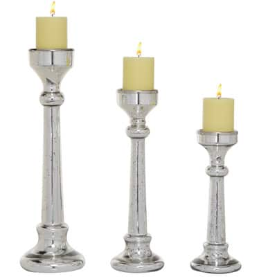 Silver Glass Vintage Candle Holder Set | Michaels