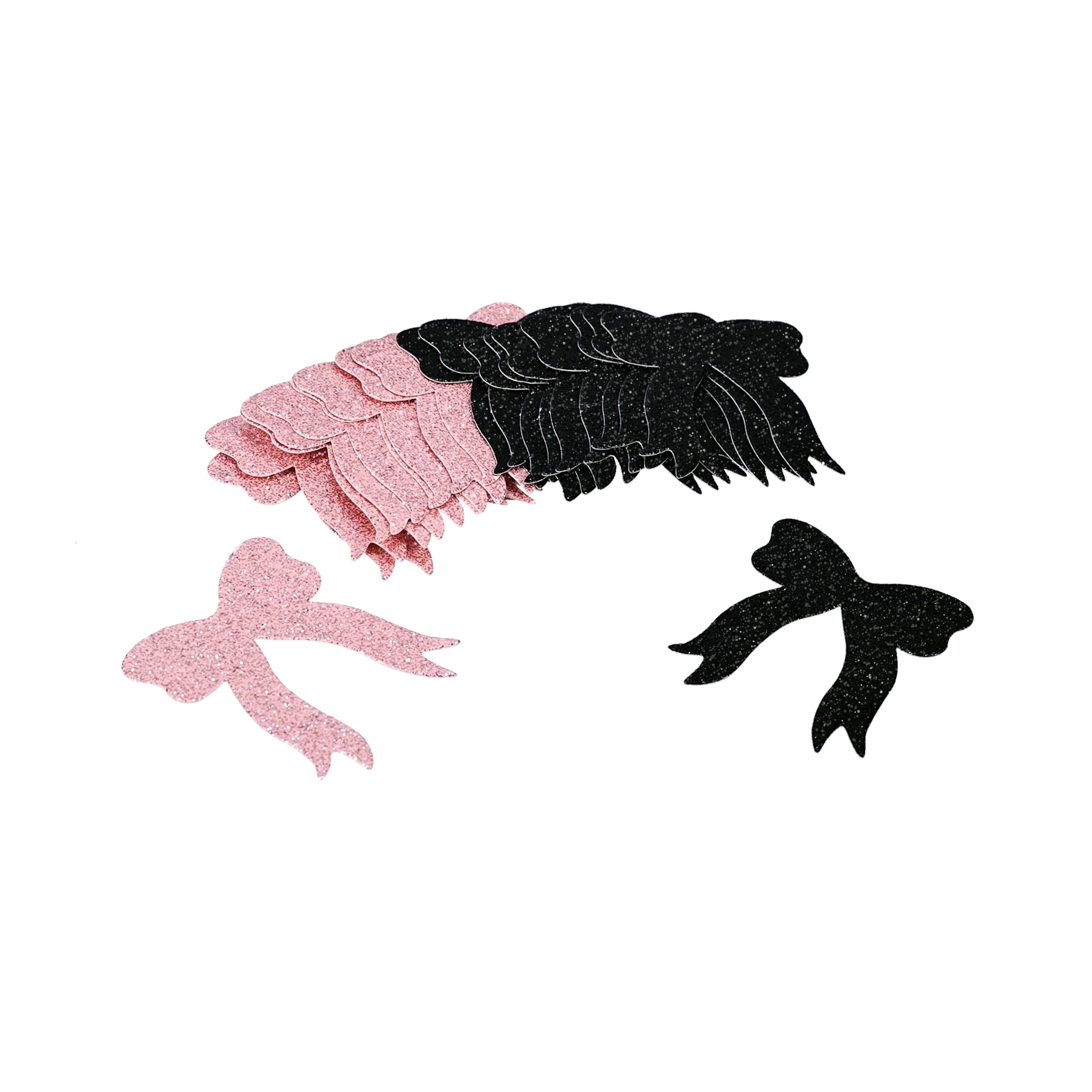 12 Packs: 20 ct. (240 total) 2" Pink & Black Bow Glitter Confetti by Celebrate It™