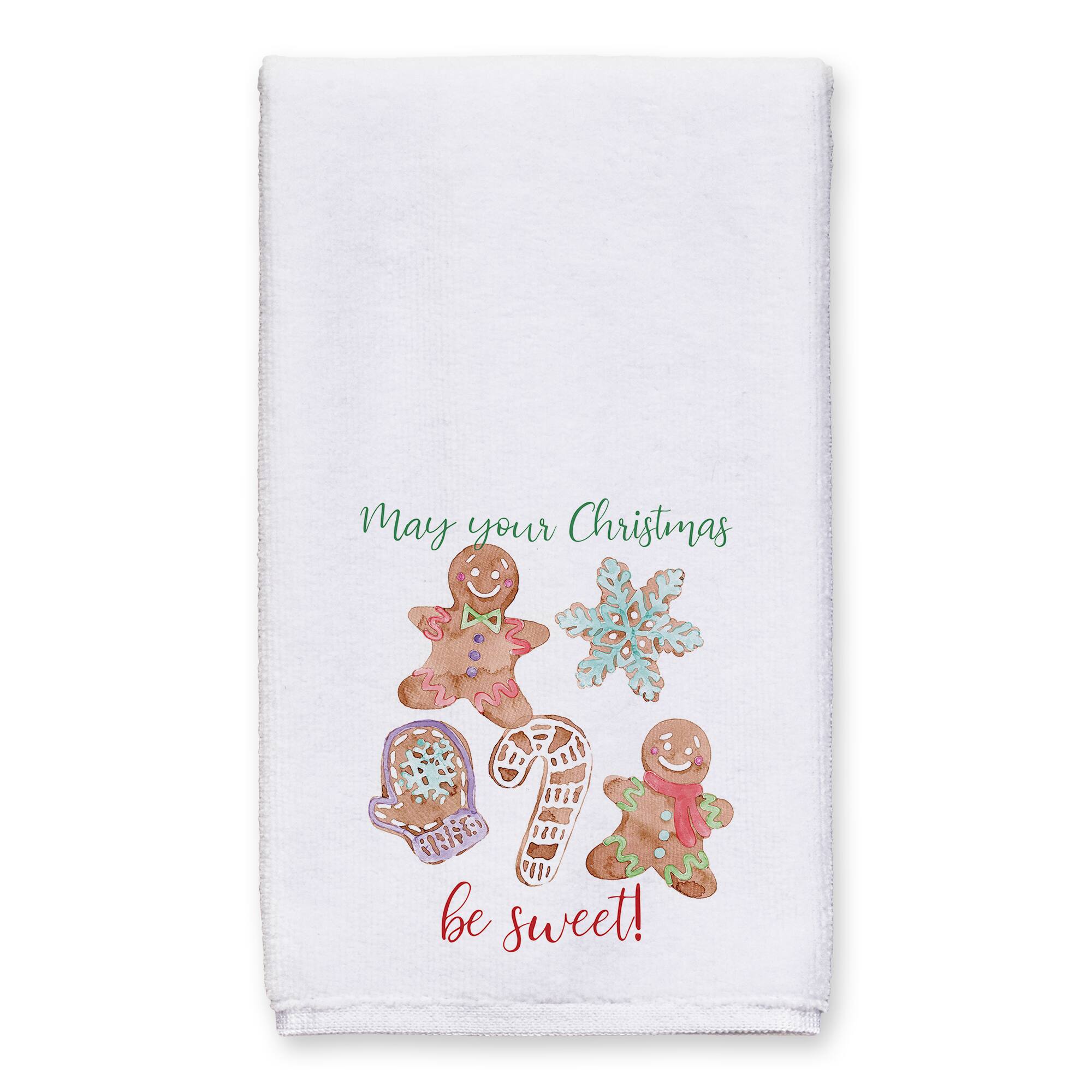 Sweet Christmas Watercolor Cookies Tea Towel Set