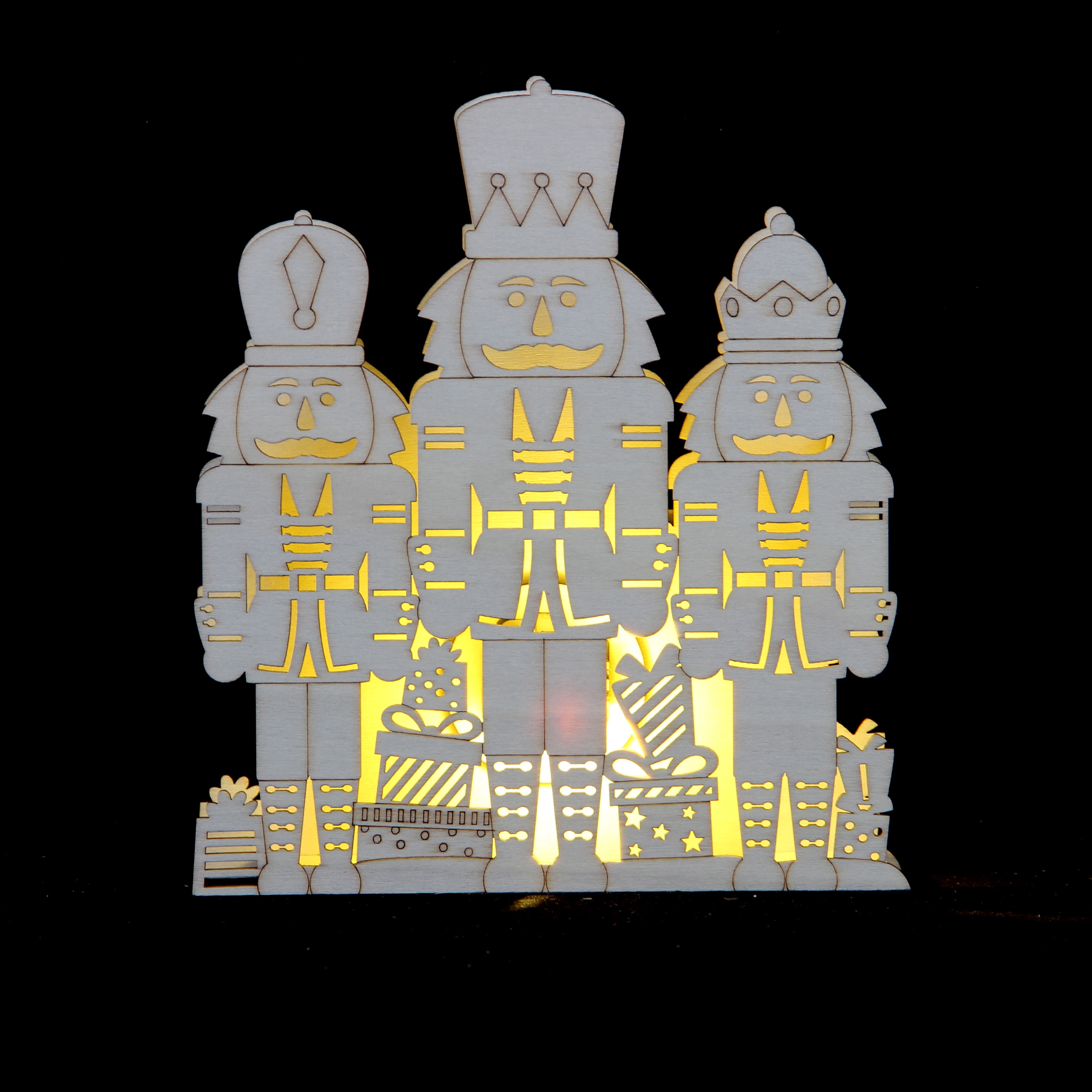7&#x22; DIY Nutcracker Trio LED Wood D&#xE9;cor by Make Market&#xAE;