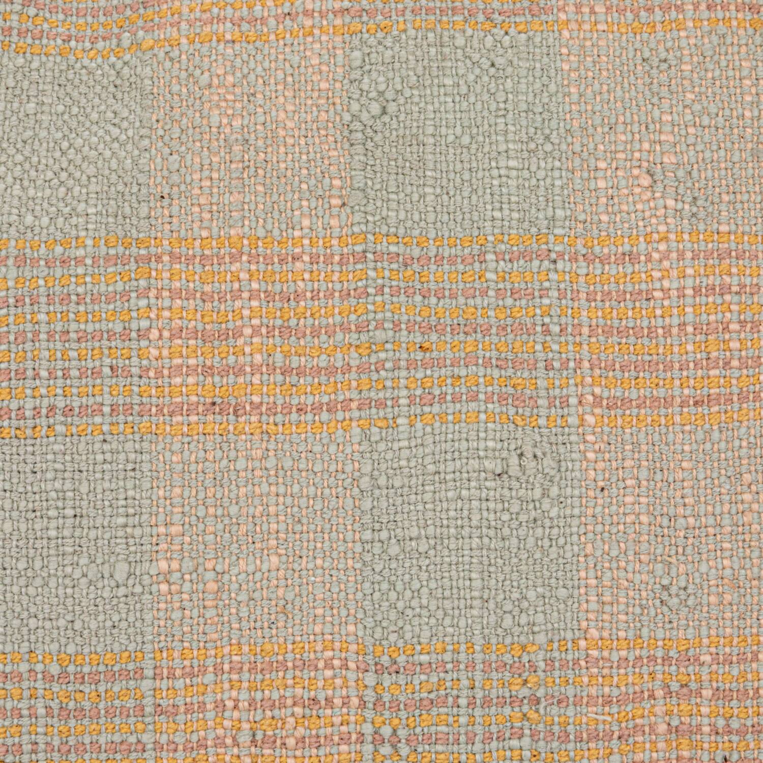 Hello Honey® 20" x 20" Tan & Pink Plaid Hand-Woven Cotton Pillow