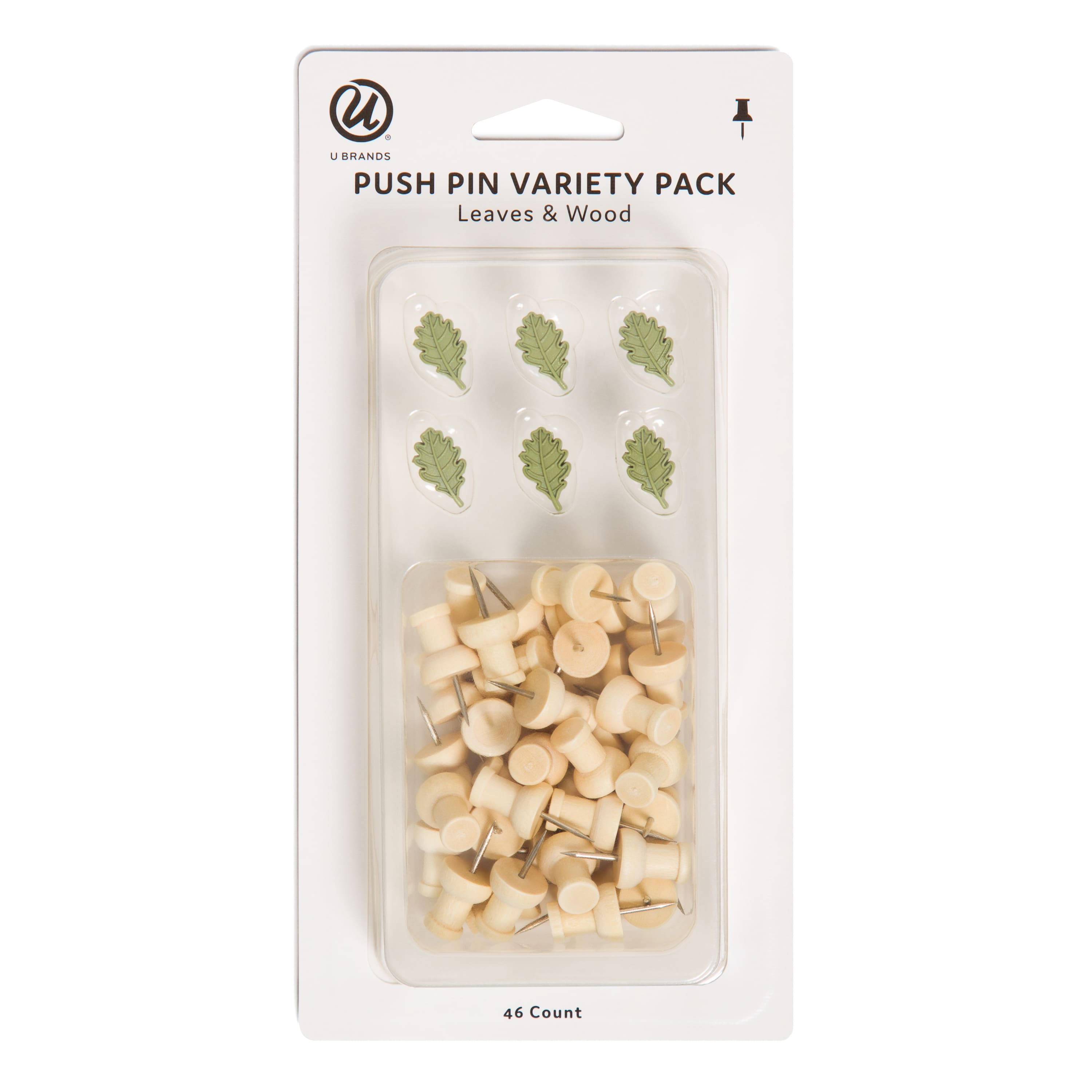 U Brands&#xAE; Wood &#x26; Leaves Push Pins Set