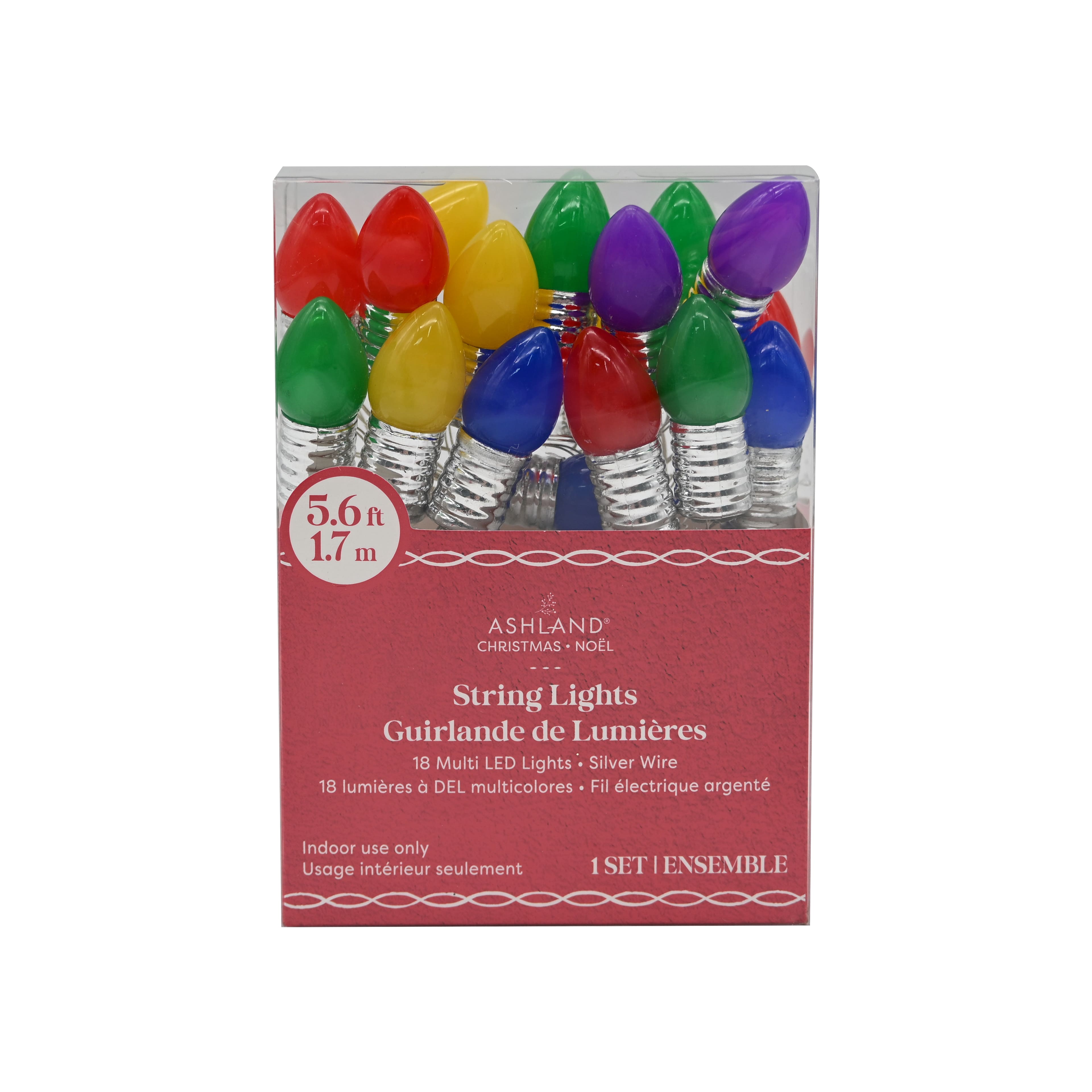 18ct. Multicolor LED Traditional Bulb String Lights on Silver Wire by Ashland&#xAE;
