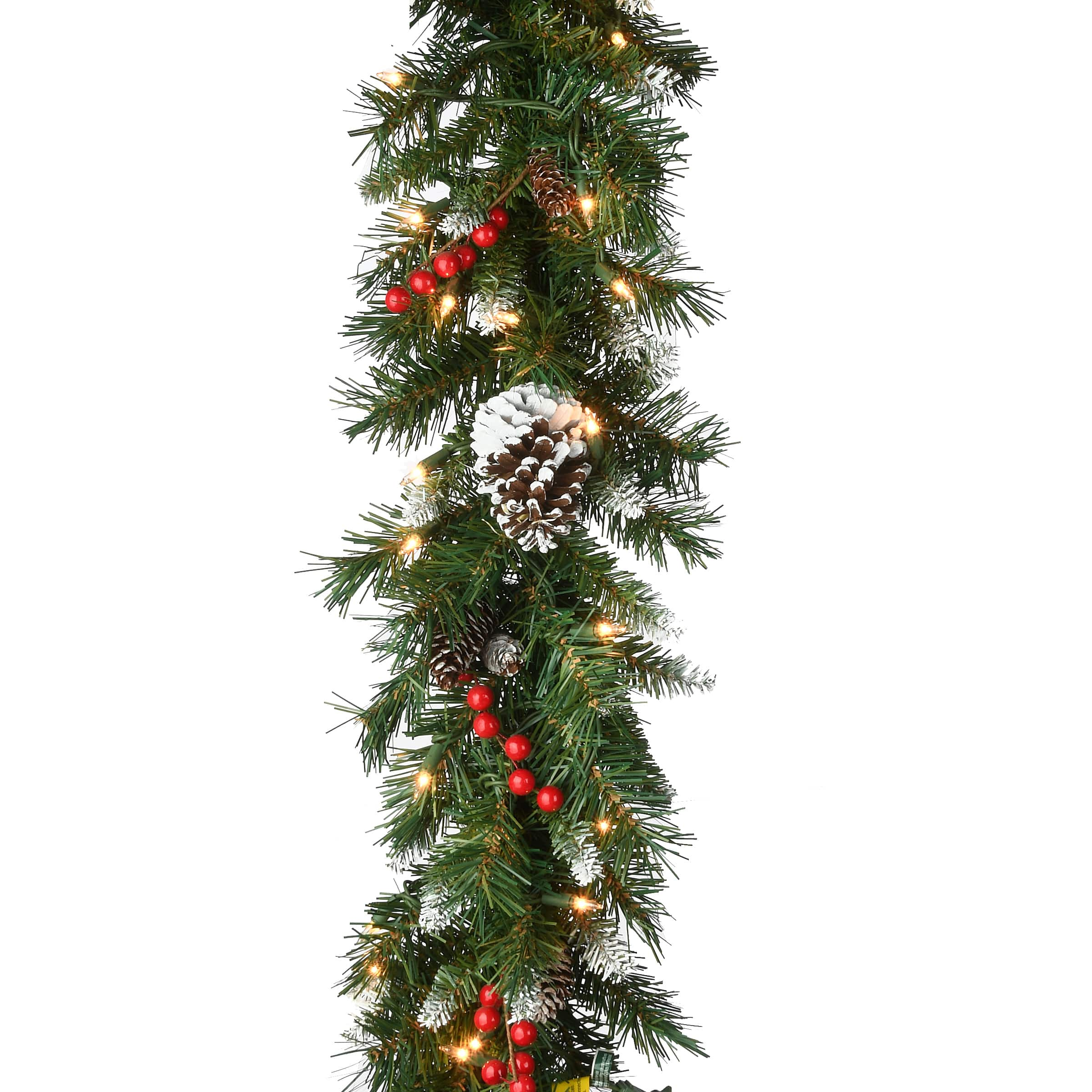 9&#x27; x 10&#x22; Pre-lit Frosted Berry Artificial Christmas Garland with 100 Clear Lights