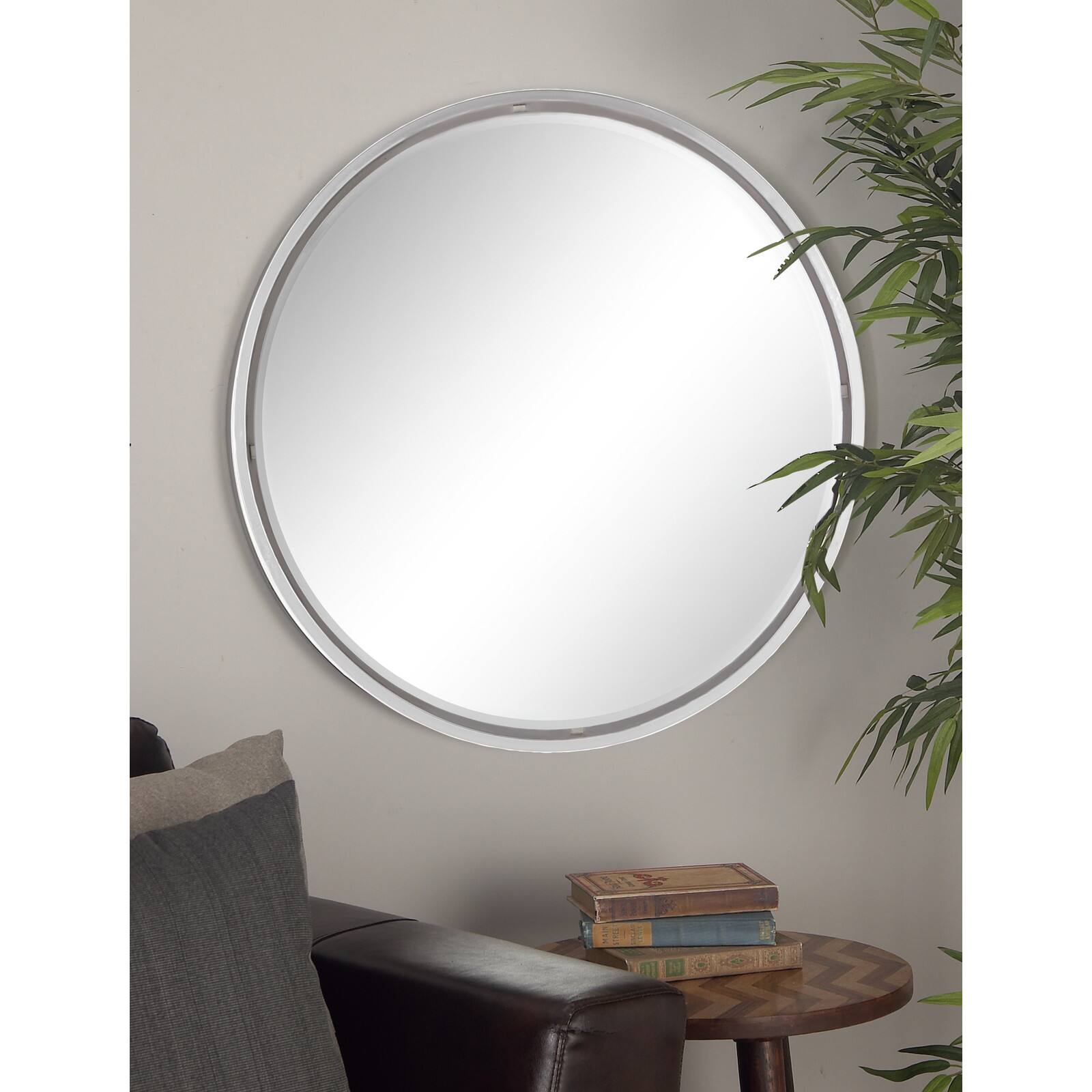 30" Silver Contemporary Metal Wall Mirror