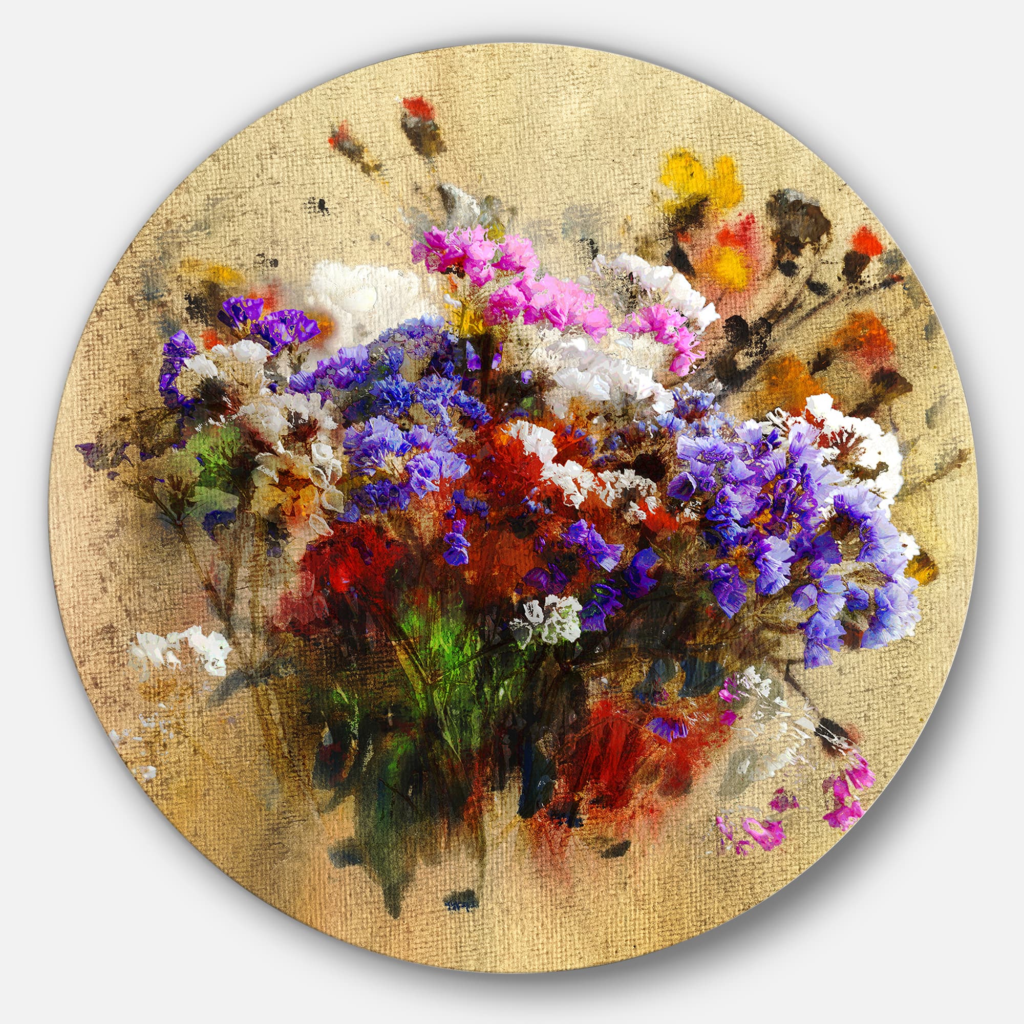 Designart - Floral Still with Bunch of Flowers' Floral Metal Circle Wall Art