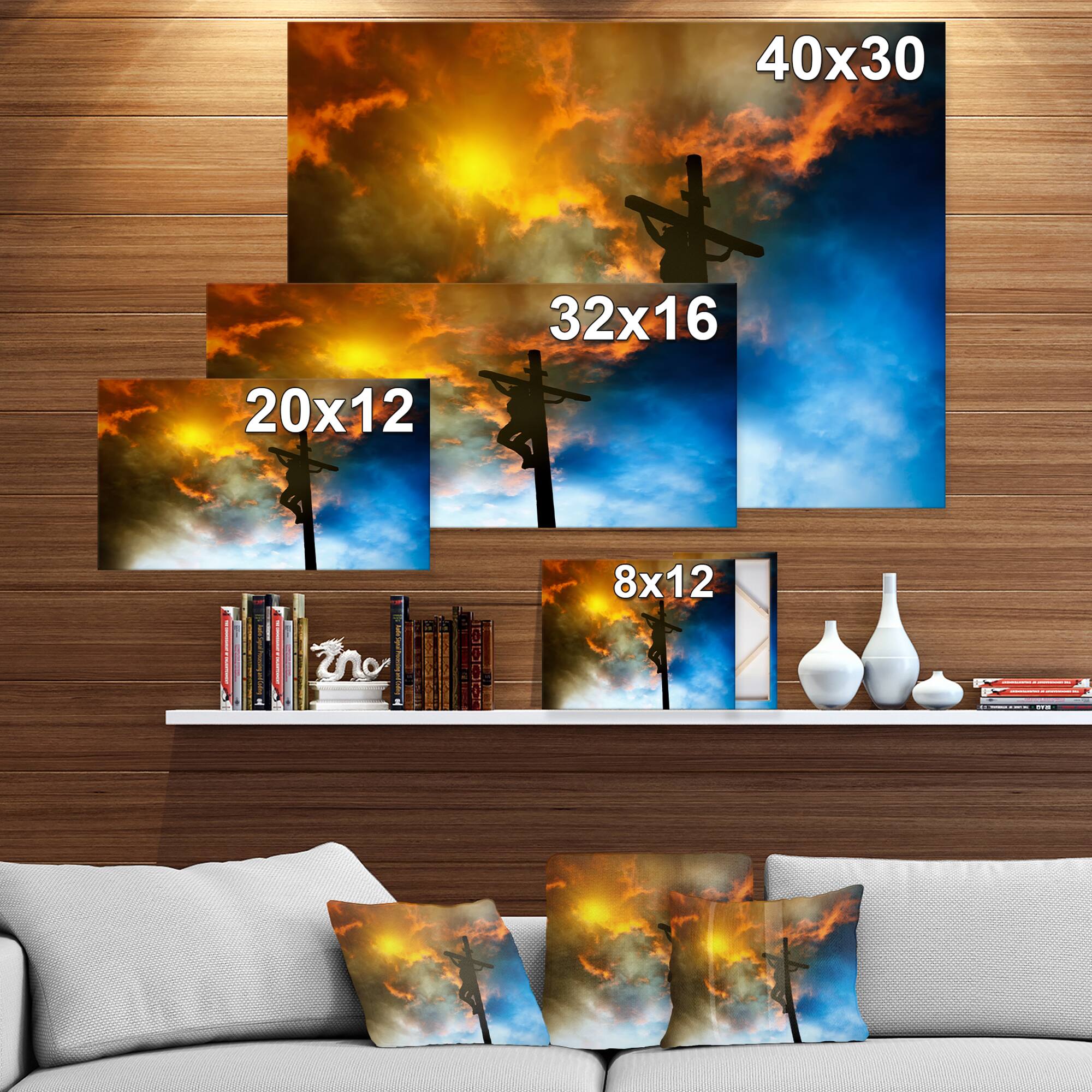 Designart - Jesus on the cross - Spiritual Religious on Wrapped Canvas