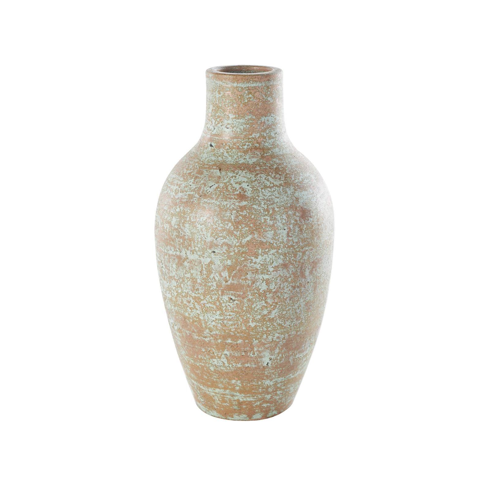 Brown Ceramic Antique Style Textured Patina Vase