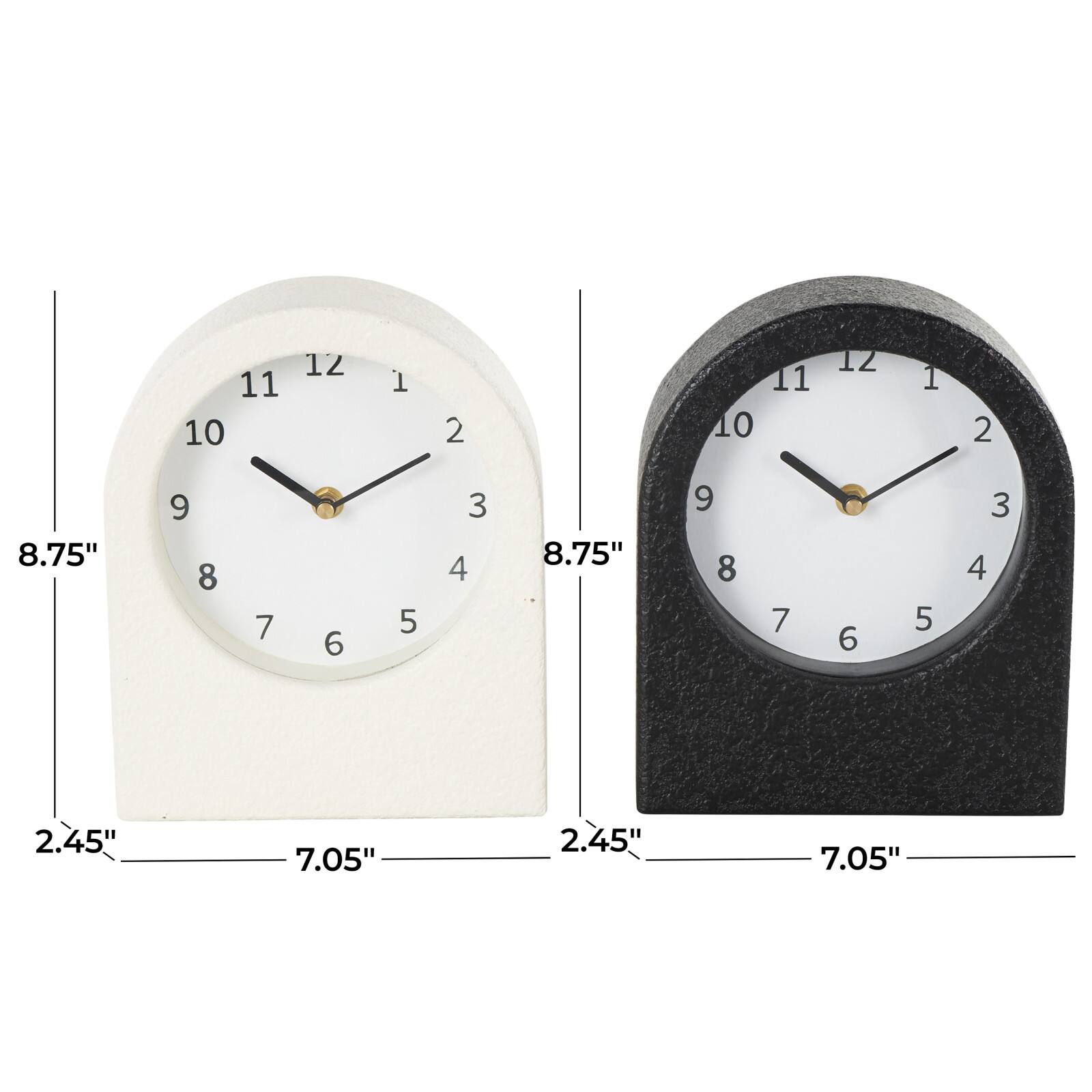 8.75" Textured Decorative Clock with Gold Accents Set
