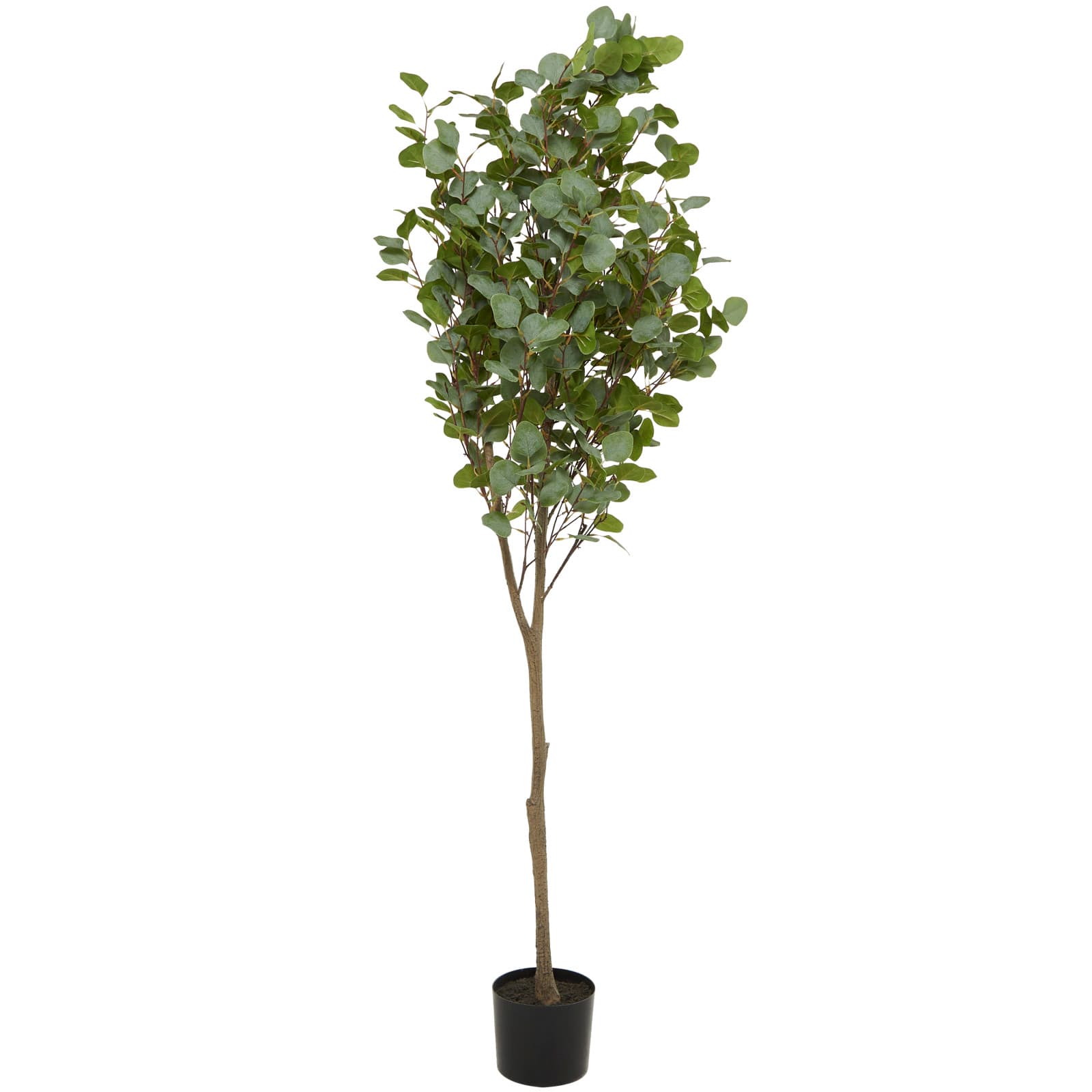 70" Green Faux Foliage Eucalyptus Artificial Tree With Black Plastic Pot