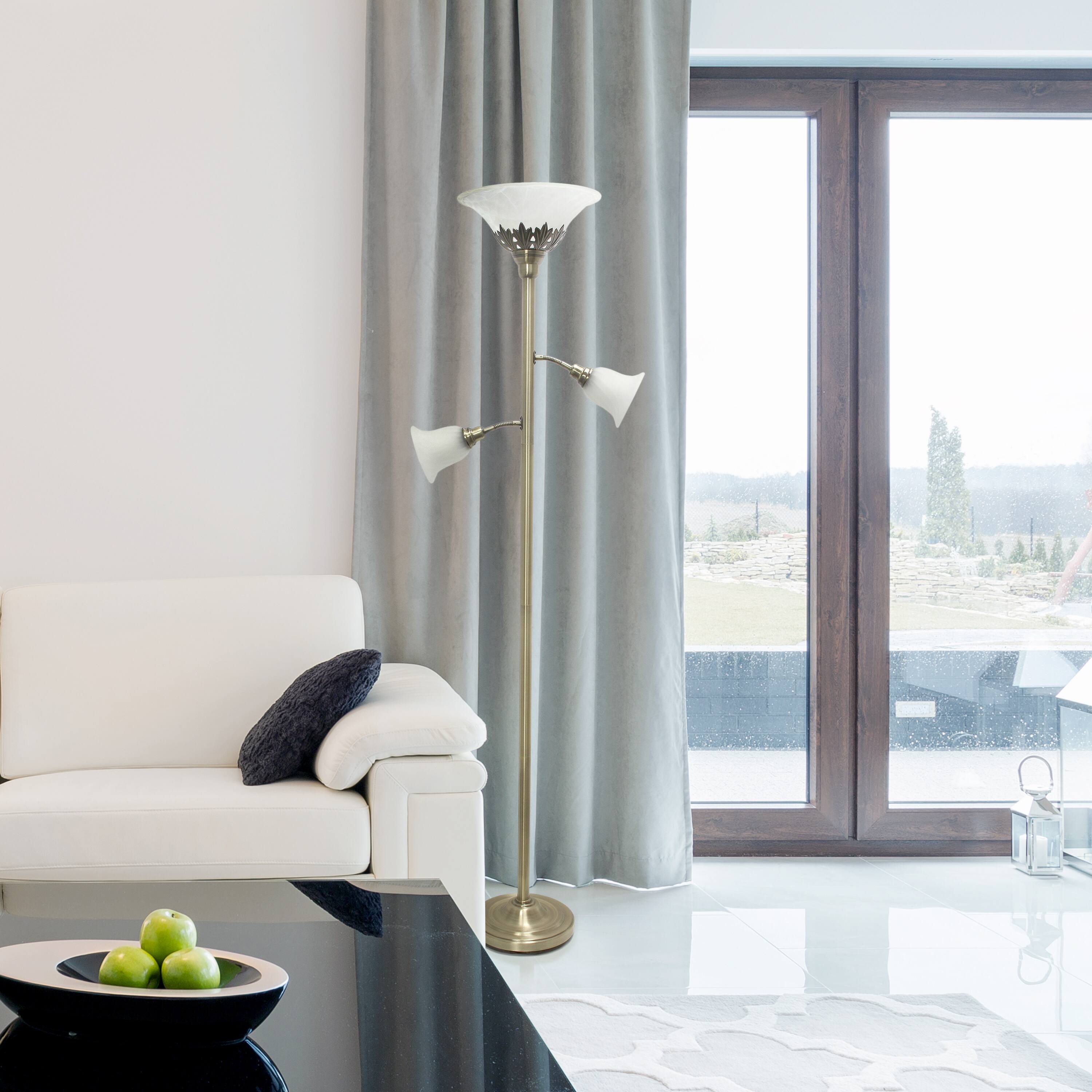 Lalia Home Torchiere Floor Lamp with 2 Reading Lights