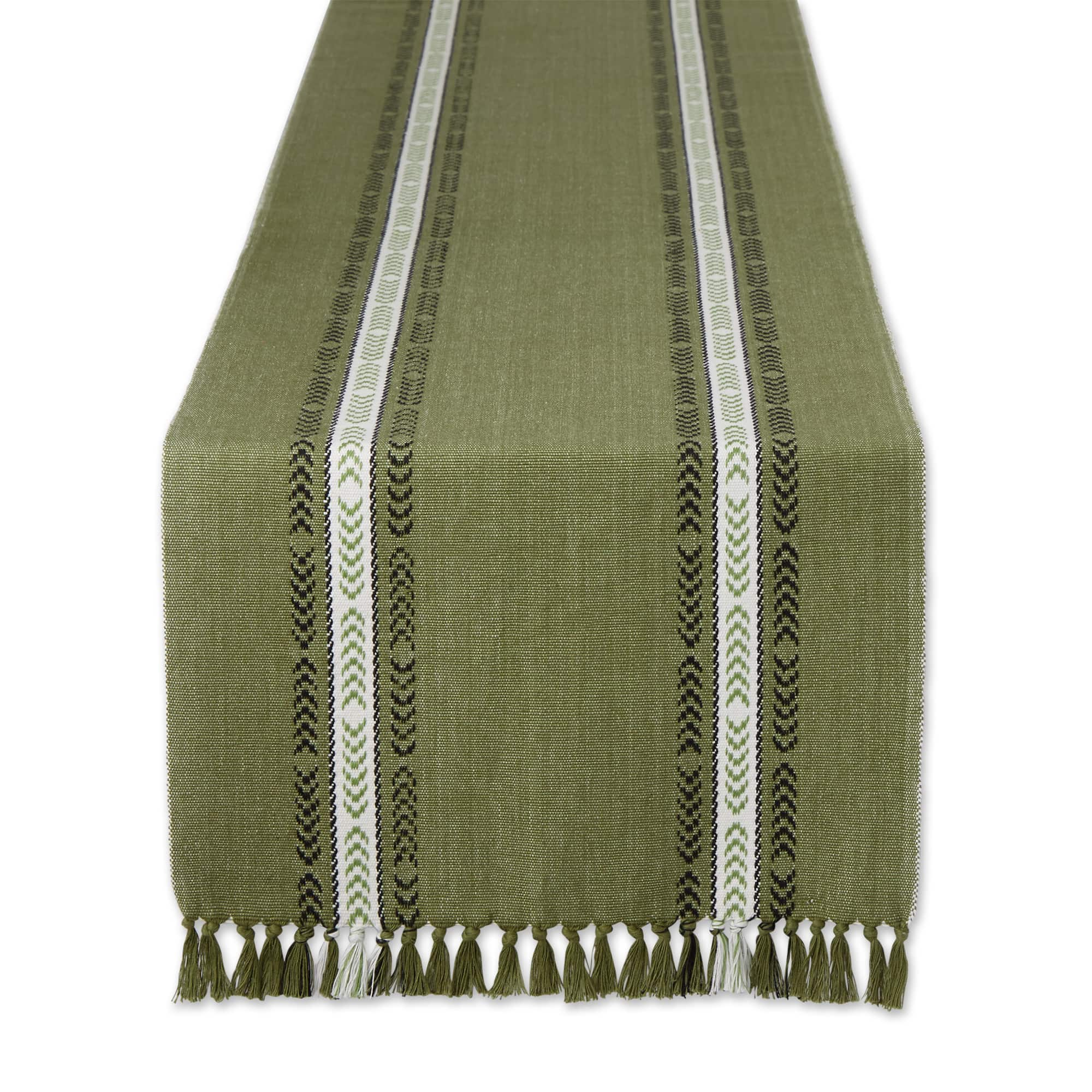 DII&#xAE; 108&#x22; Dobby Striped Fringe Ribbed Table Runner