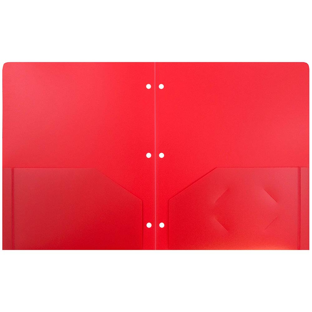 JAM Paper 3-Hole Heavy Duty Plastic Pocket Folder, 6ct.