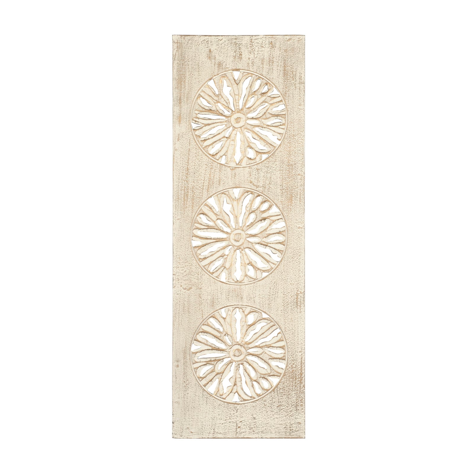 Cream Distressed Carved Floral Wall D&#xE9;cor