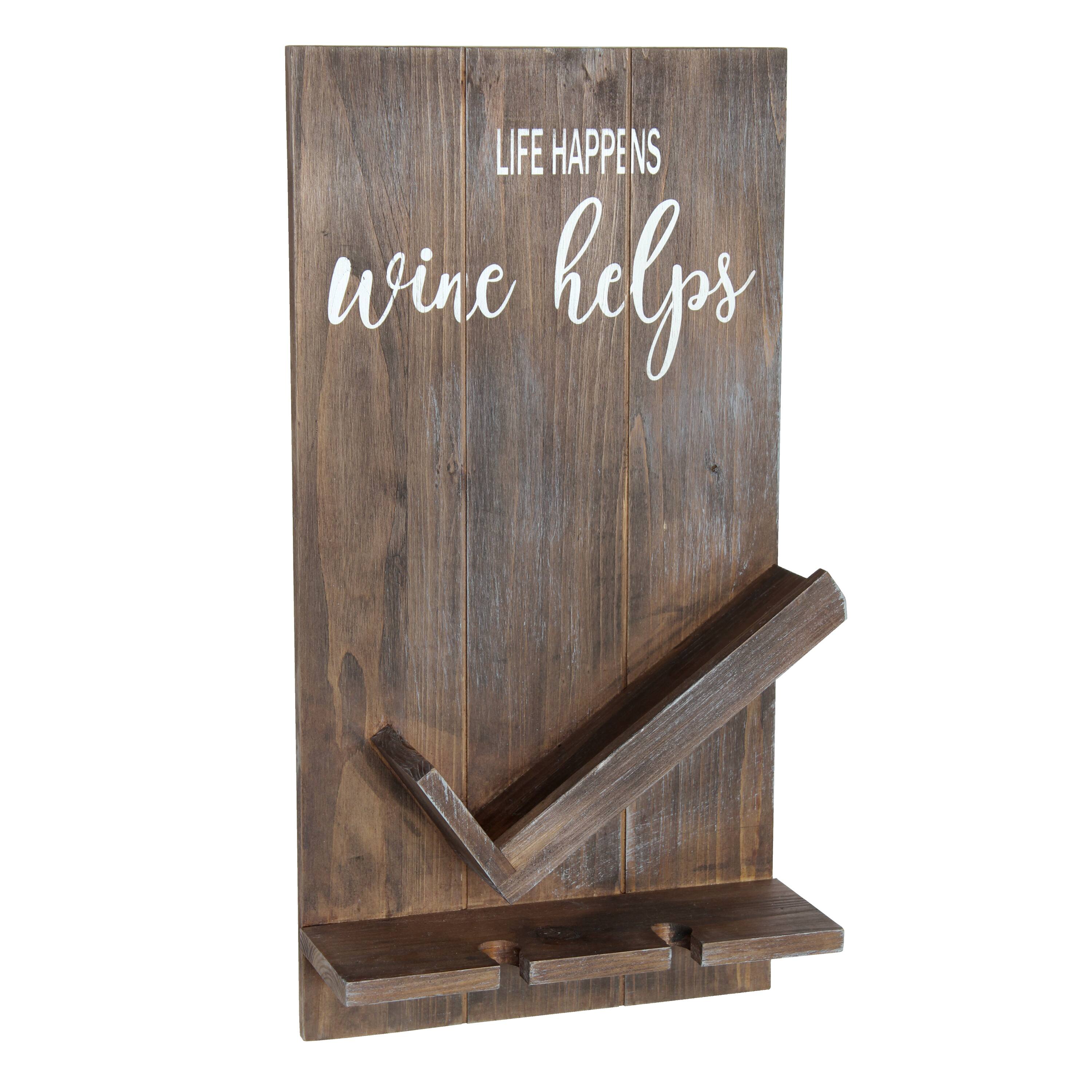 Elegant Designs Wall Mounted Wine Bottle Shelf & Glass Holder