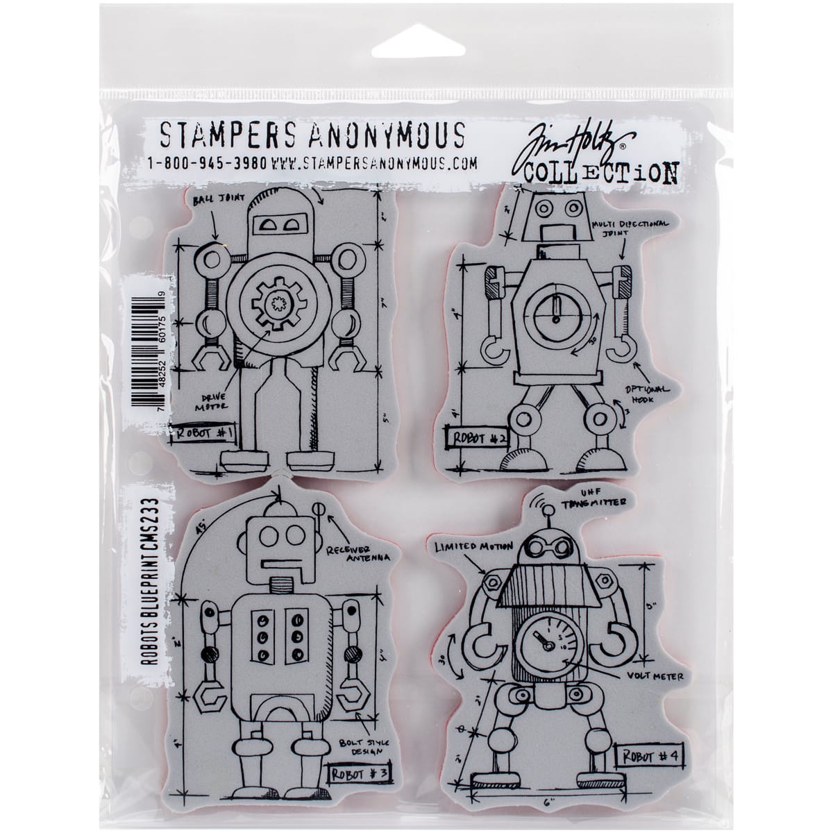 Stampers Anonymous Tim Holtz&#xAE; Robots Blueprint Cling Stamps