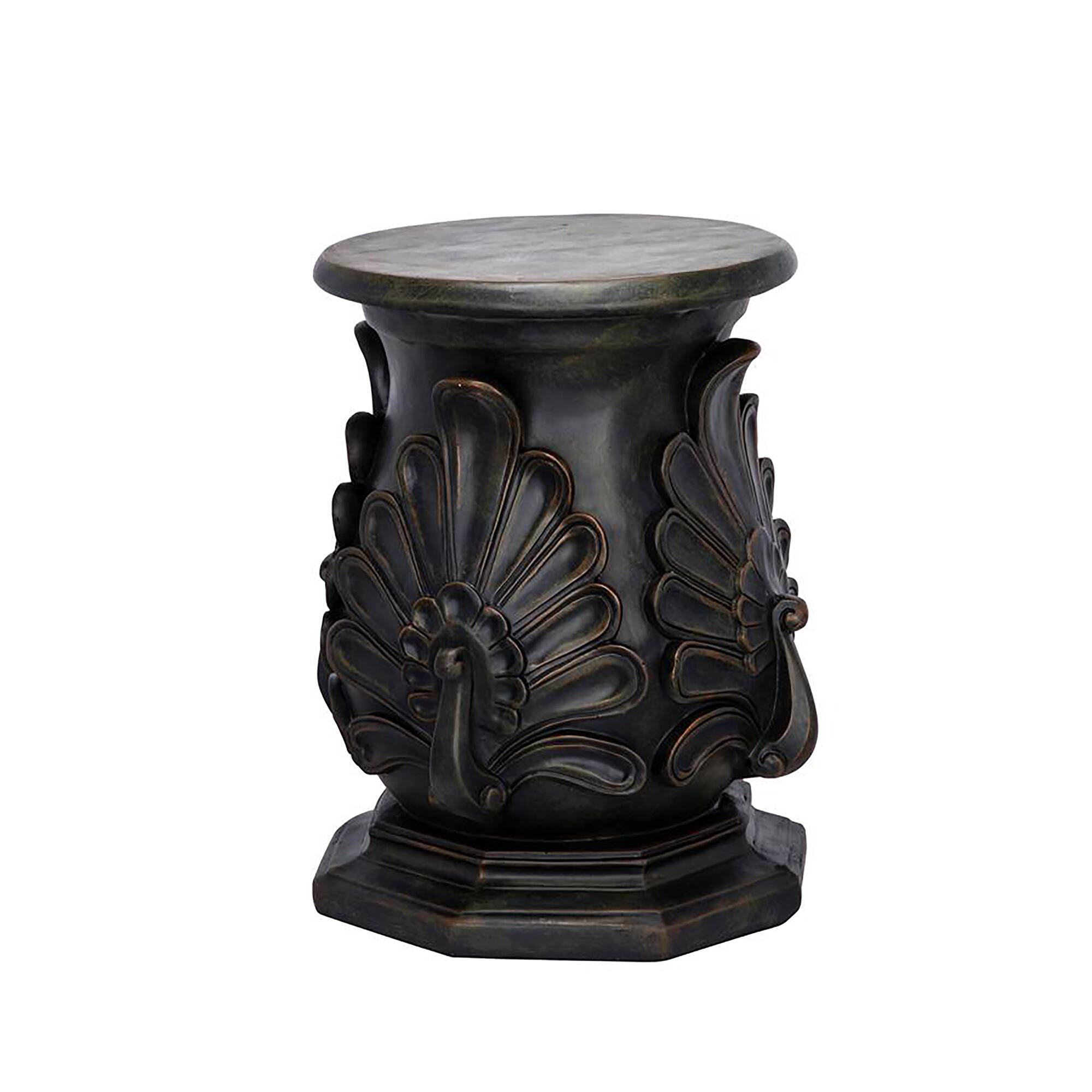  Design Toscano® 19" Green Bronze Classic Peacock Statuary Pedestal