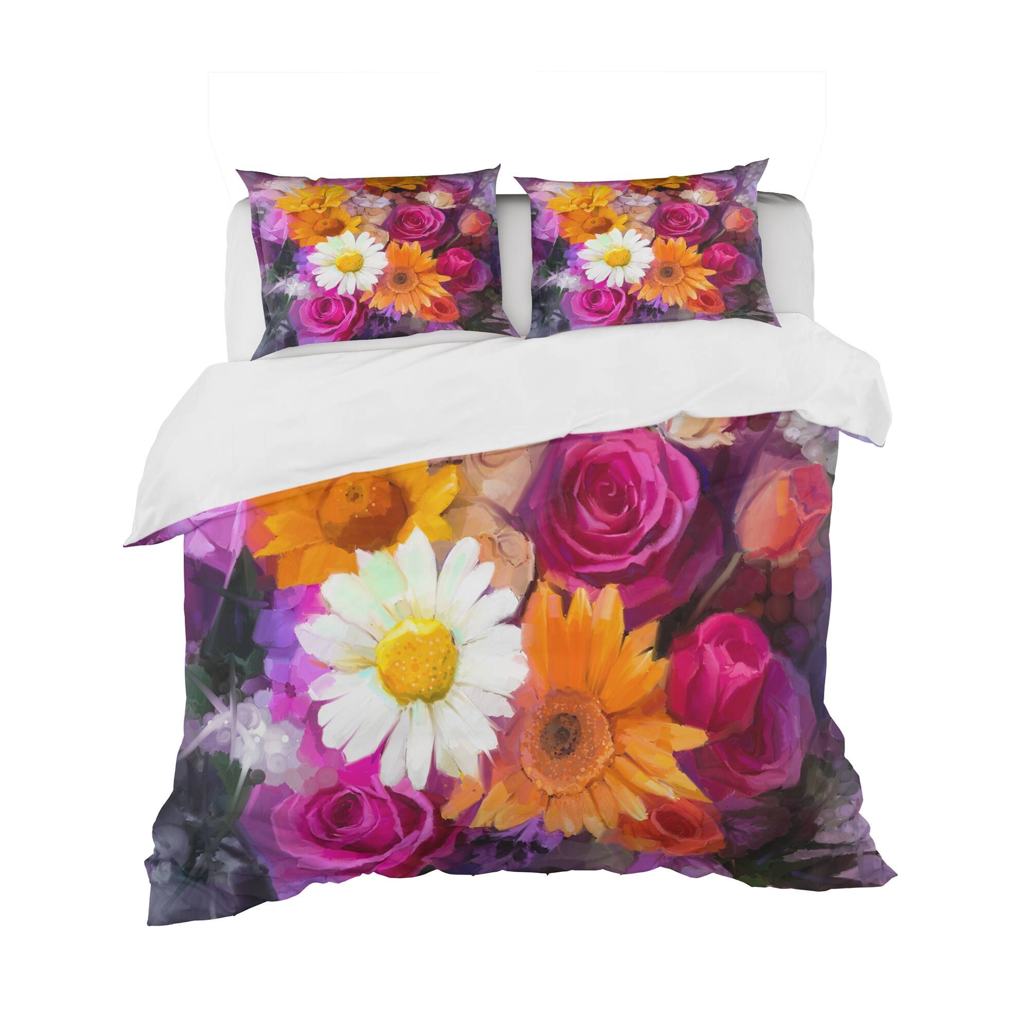 Designart &#x27;Bouquet of Flowers Watercolor&#x27; Traditional Bedding Set - Duvet Cover &#x26; Shams