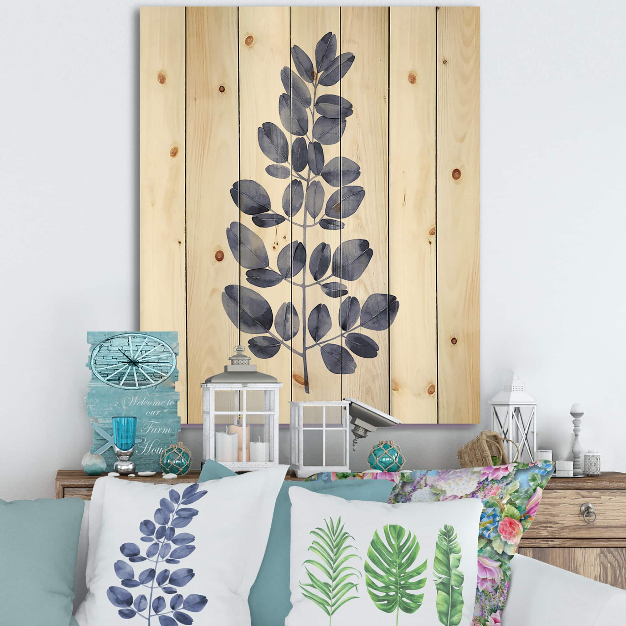 Designart - Navy Blue Eucalyptus II