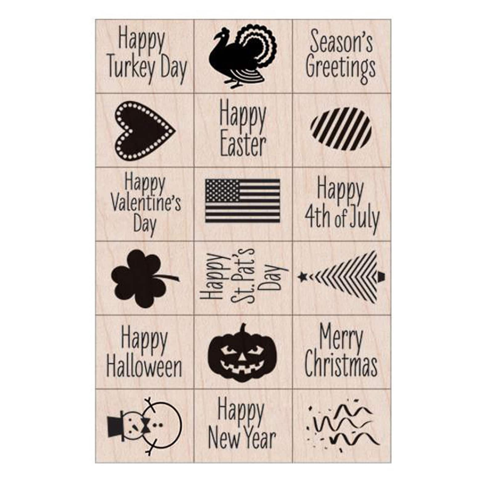 Hero Arts&#xAE; Ink &#x27;n&#x27; Stamp Woodblock A Year of Holidays Stamps