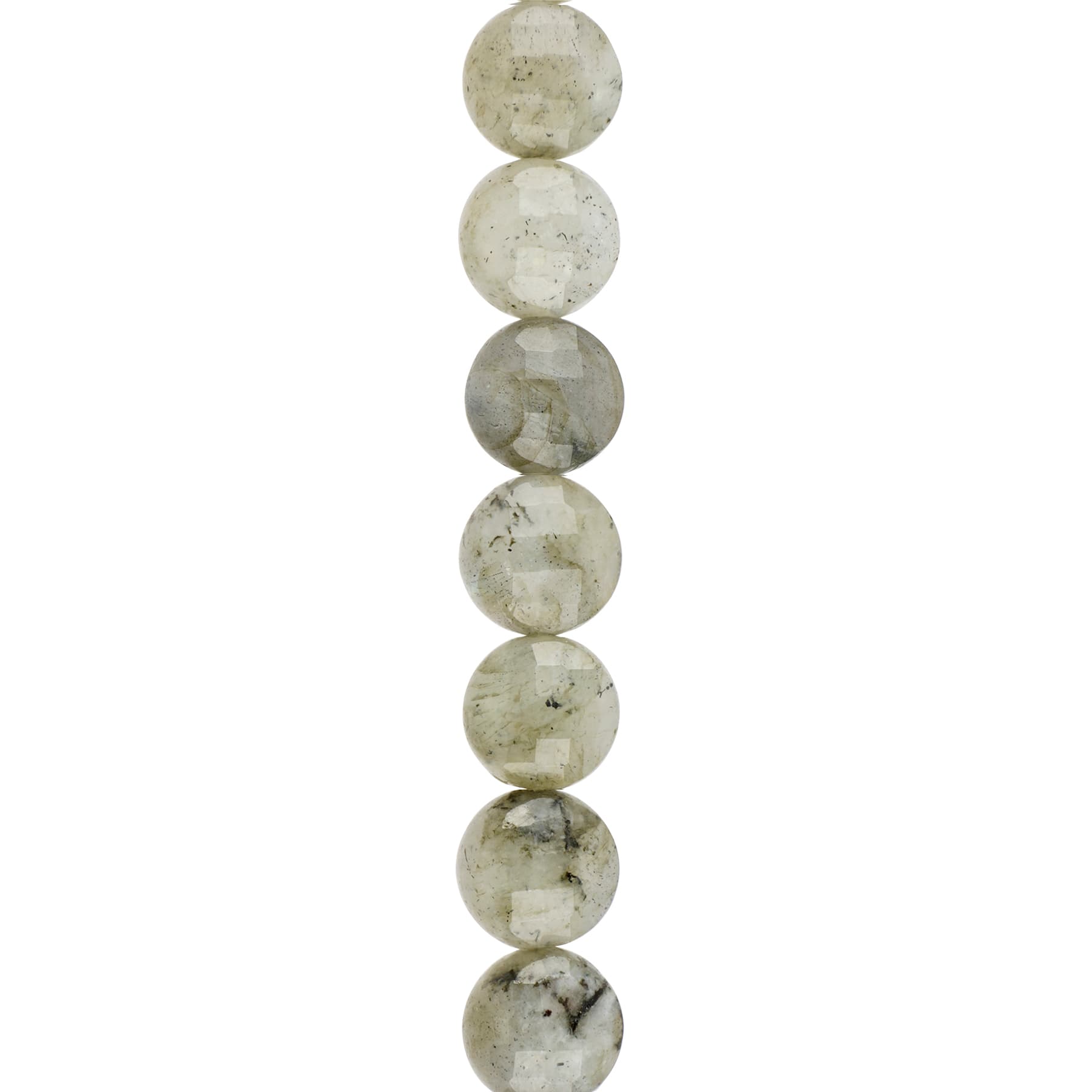12 Pack: Gray Labradorite Faceted Coin Beads, 8mm by Bead Landing™