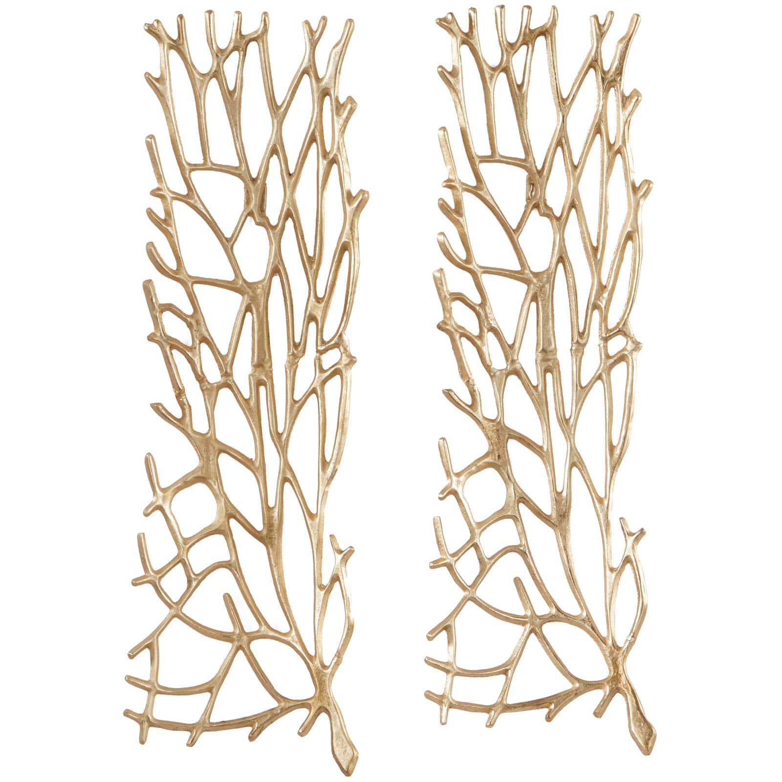 Gold Aluminum Inspired Coral Wall Decor Set of 2 11", 33"