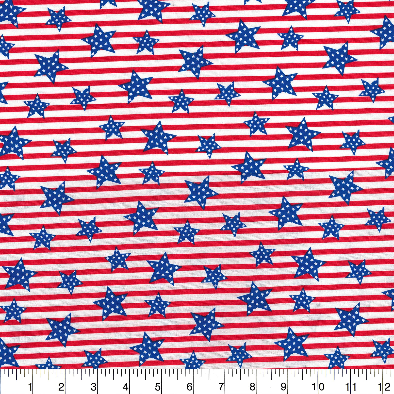 Fabric Traditions Red, White &#x26; Blue Stars on Stripes Cotton Fabric