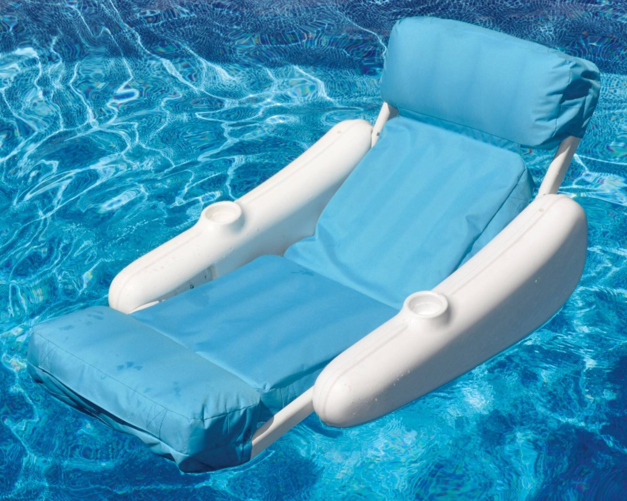 66" Inflatable Blue & White Swimming Pool Floating Lounge Seat
