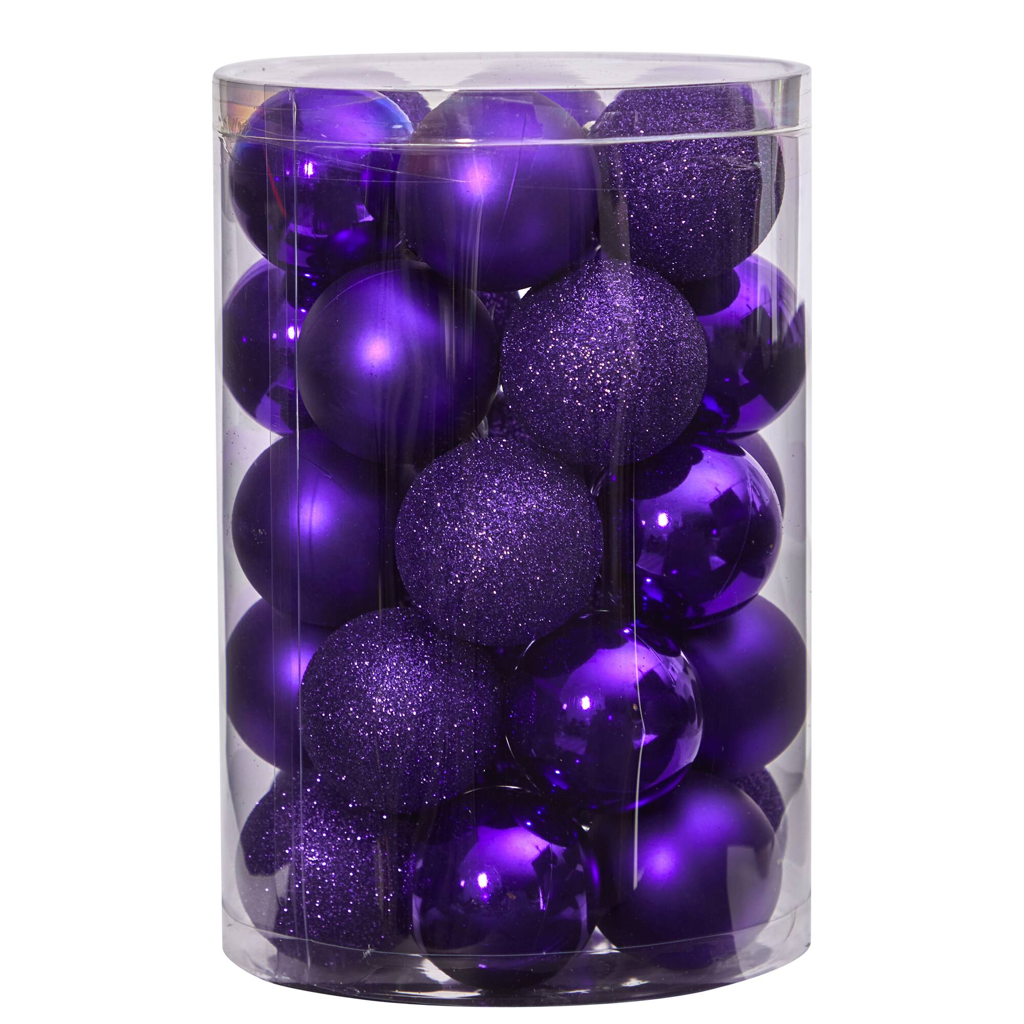 30ct. 2.5&#x22; Purple Shatterproof Christmas Ornaments