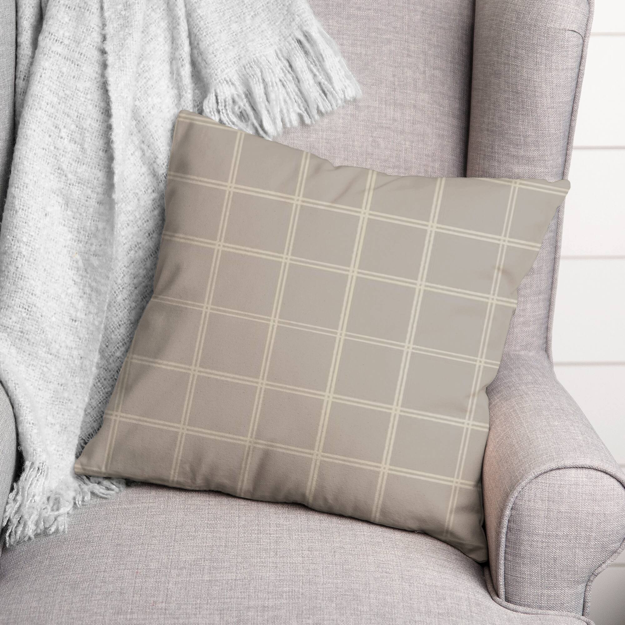 Gray & White Check Throw Pillow