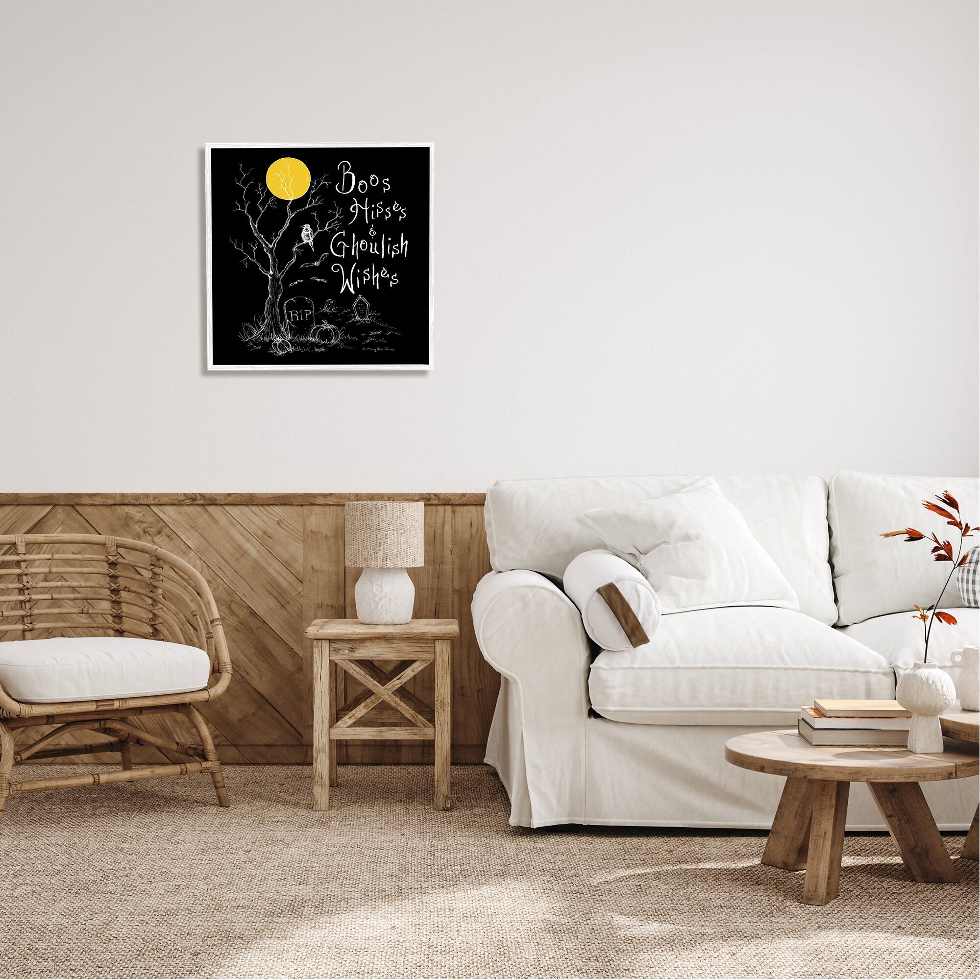 Stupell Industries Spooky Dark Halloween Phrase Framed Giclee Art