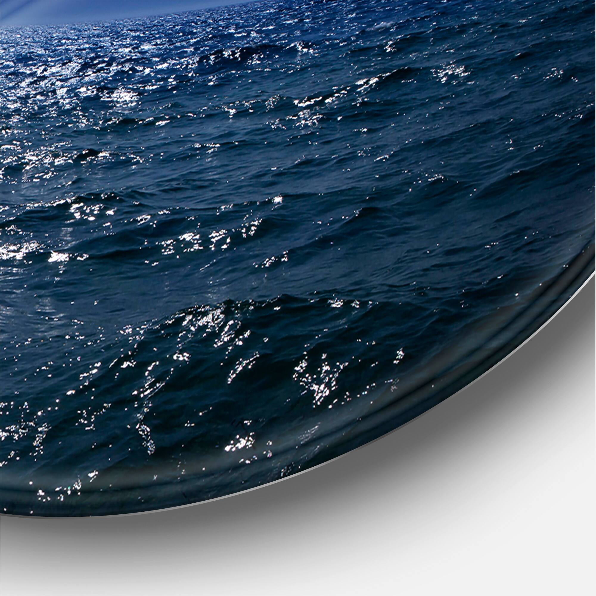 Designart - Full Moon Over Dark Ocean At Night - Nautical &#x26; Coastal Metal Circle Wall Art