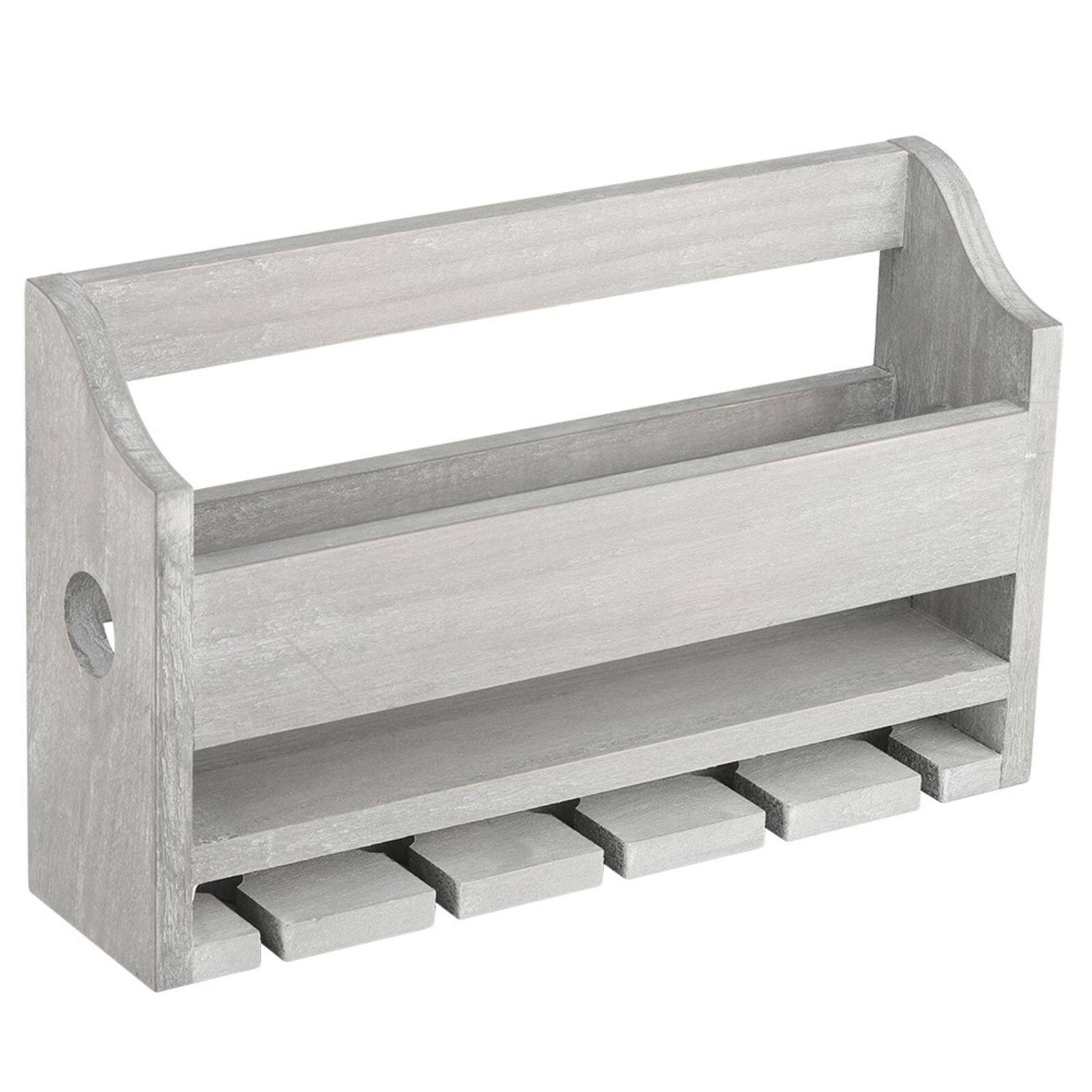 Rustic Gray Wall-Mounted Wood Wine Rack