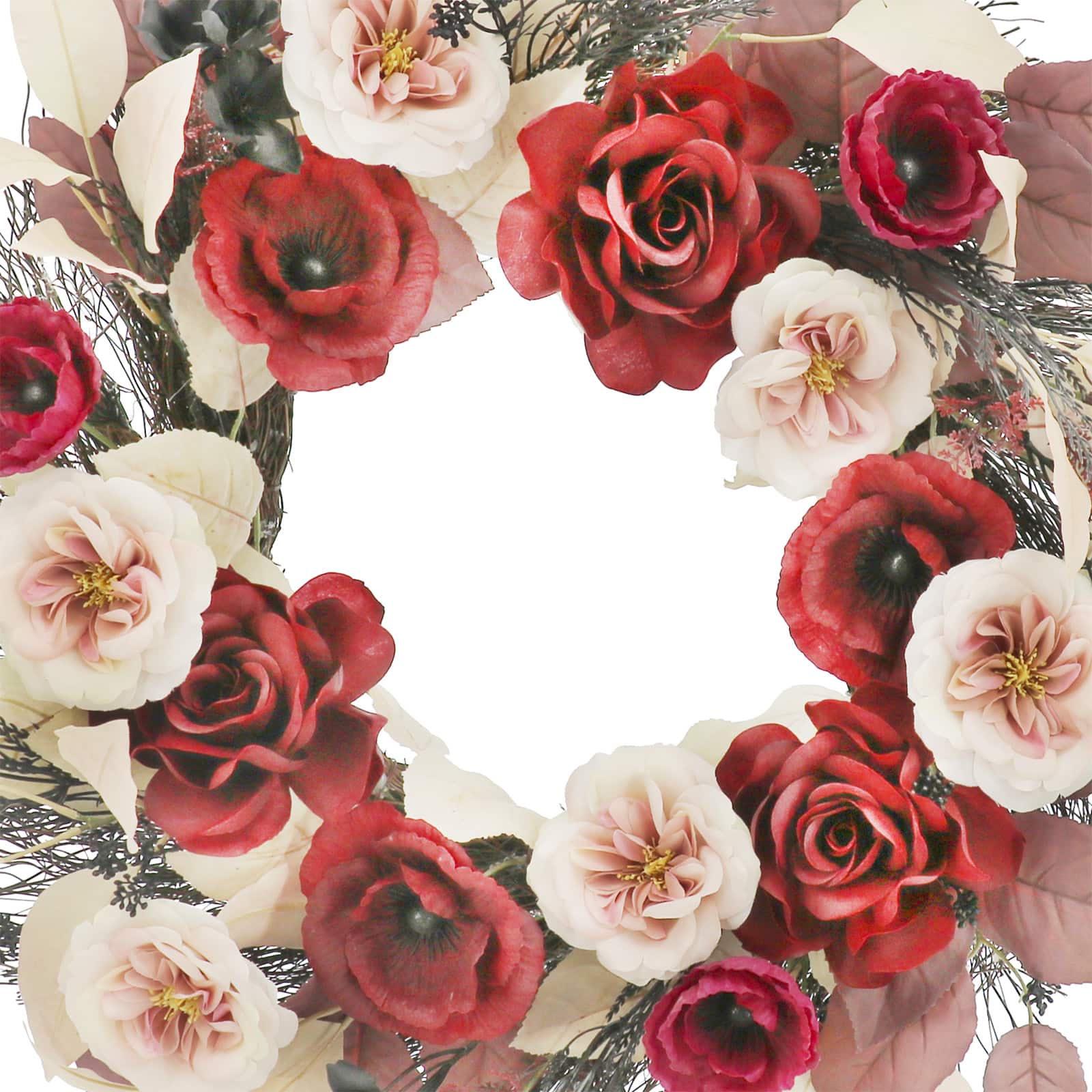 24&#x22; Pink &#x26; Cream Mixed Rose Wreath by Ashland&#xAE;