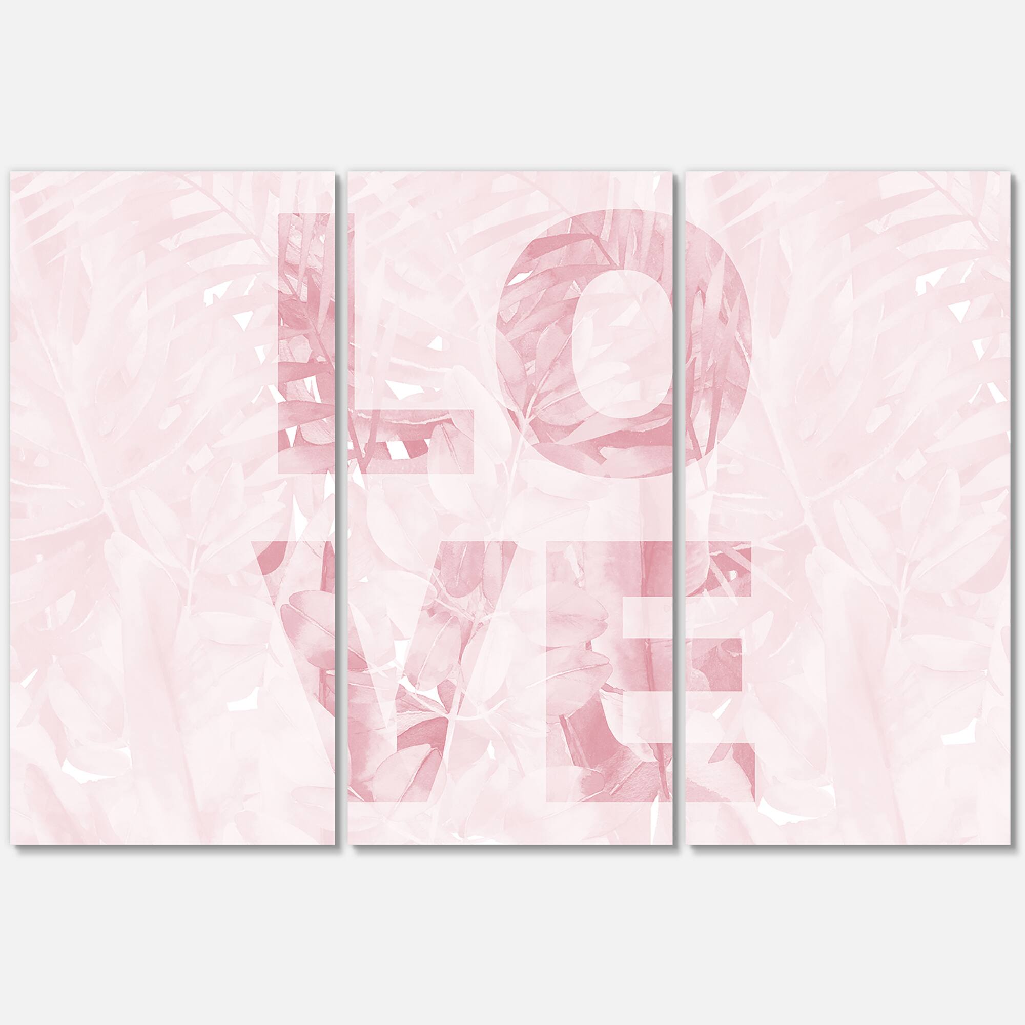 Designart - Pink Pastel Love - Shabby Chic Canvas Wall Art Print