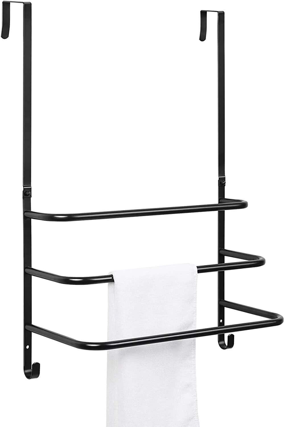 Black Over The Door Towel Rack Bathroom with Hooks