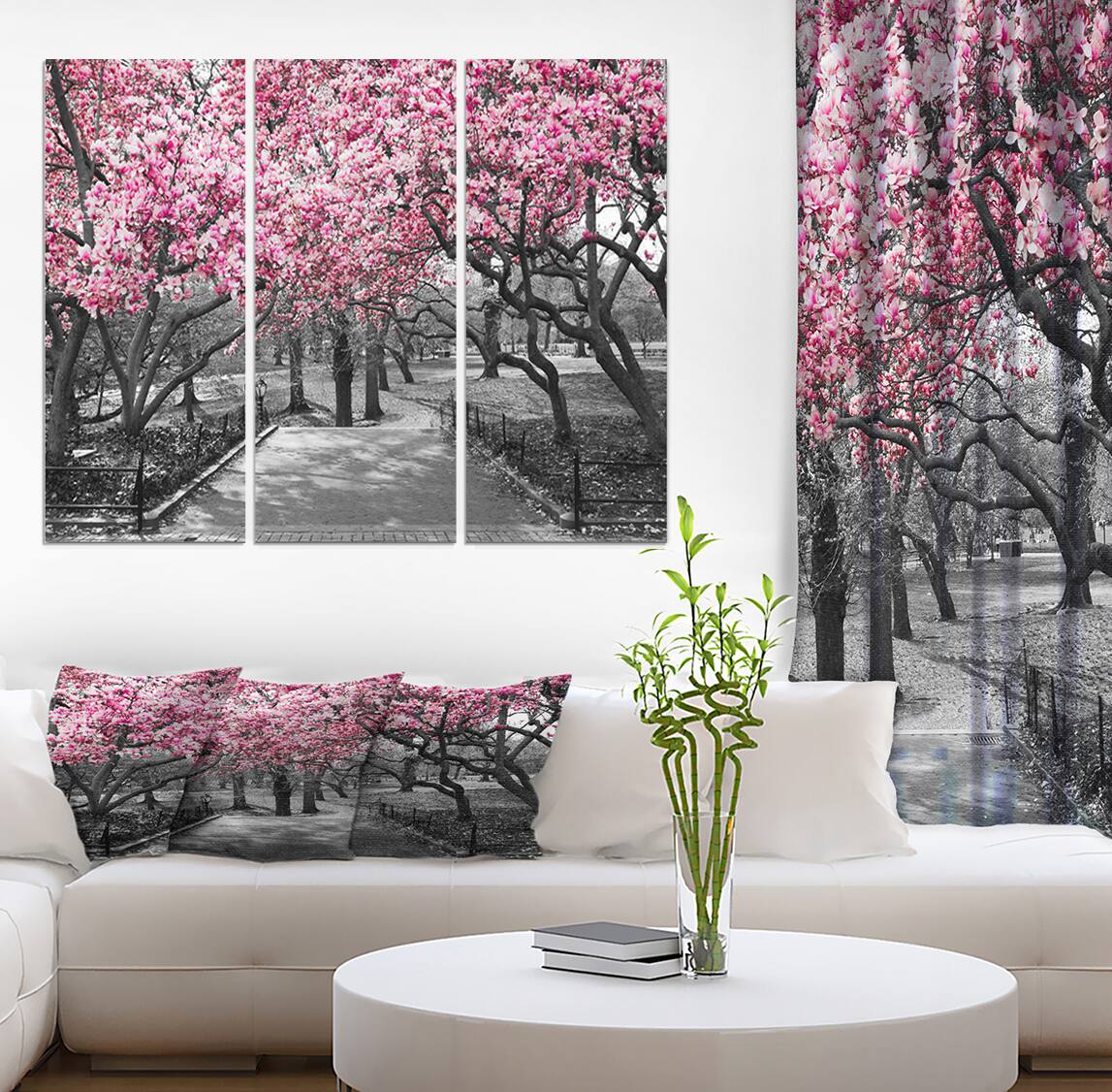 Designart Photographic Floral Cherry Blossoms Landscapes On Wrapped Canvas Set